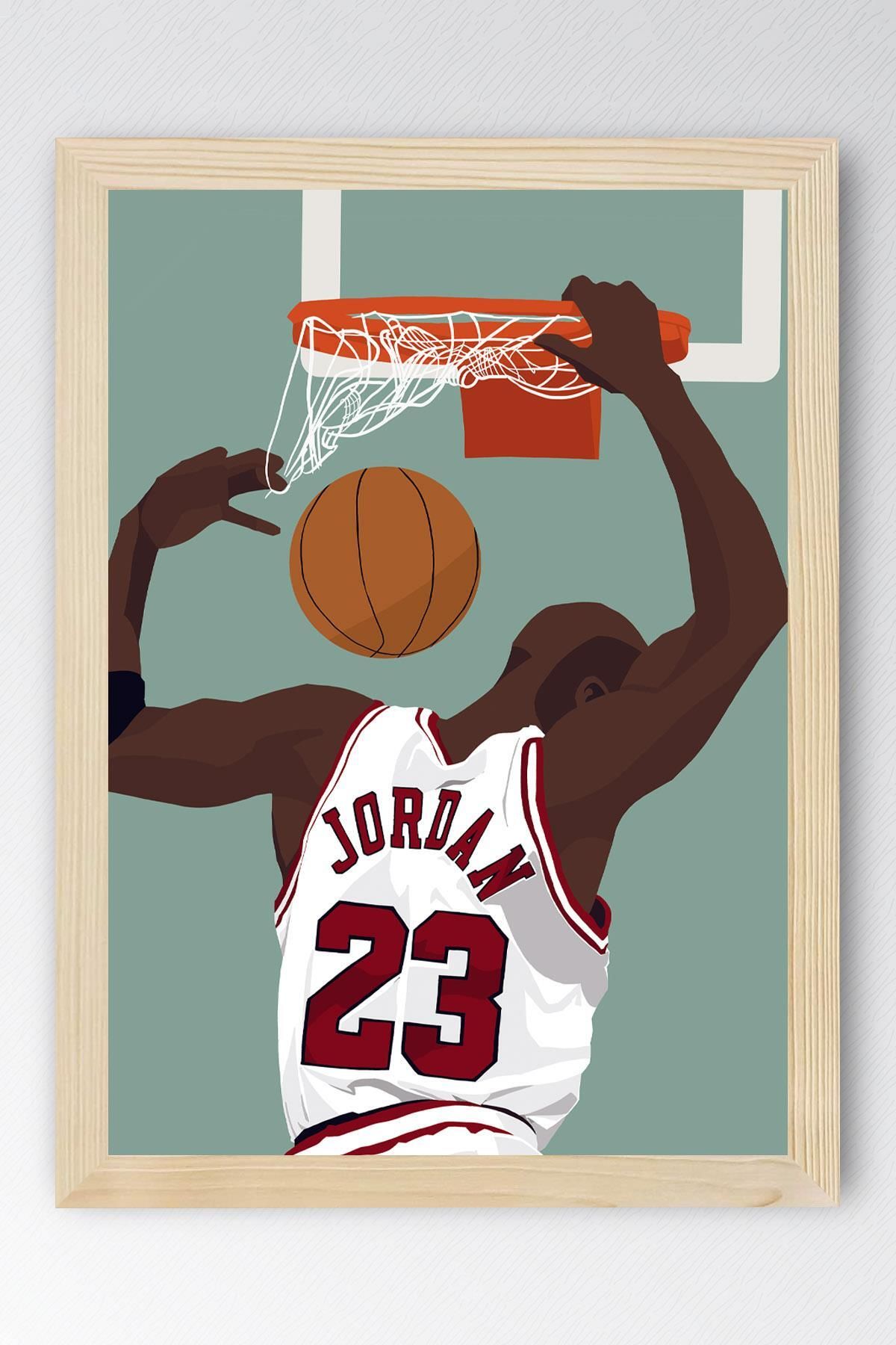 Saturn Michael Jordan Çerçeveli Tablo - Basketbol NBA Posteri Tablo