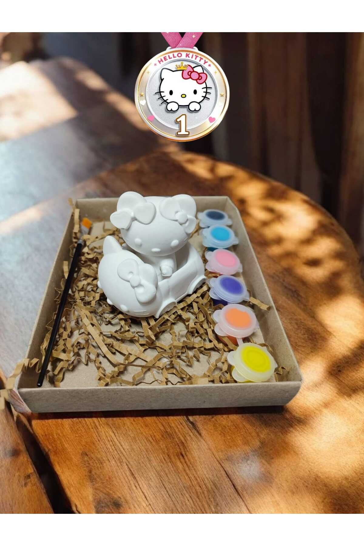CanTasarımEvi Arabalı Hello Kitty Taş Boyama Figür Çocuk Gelişimi Anne Çocuk Etkinlik Taş boyama seti