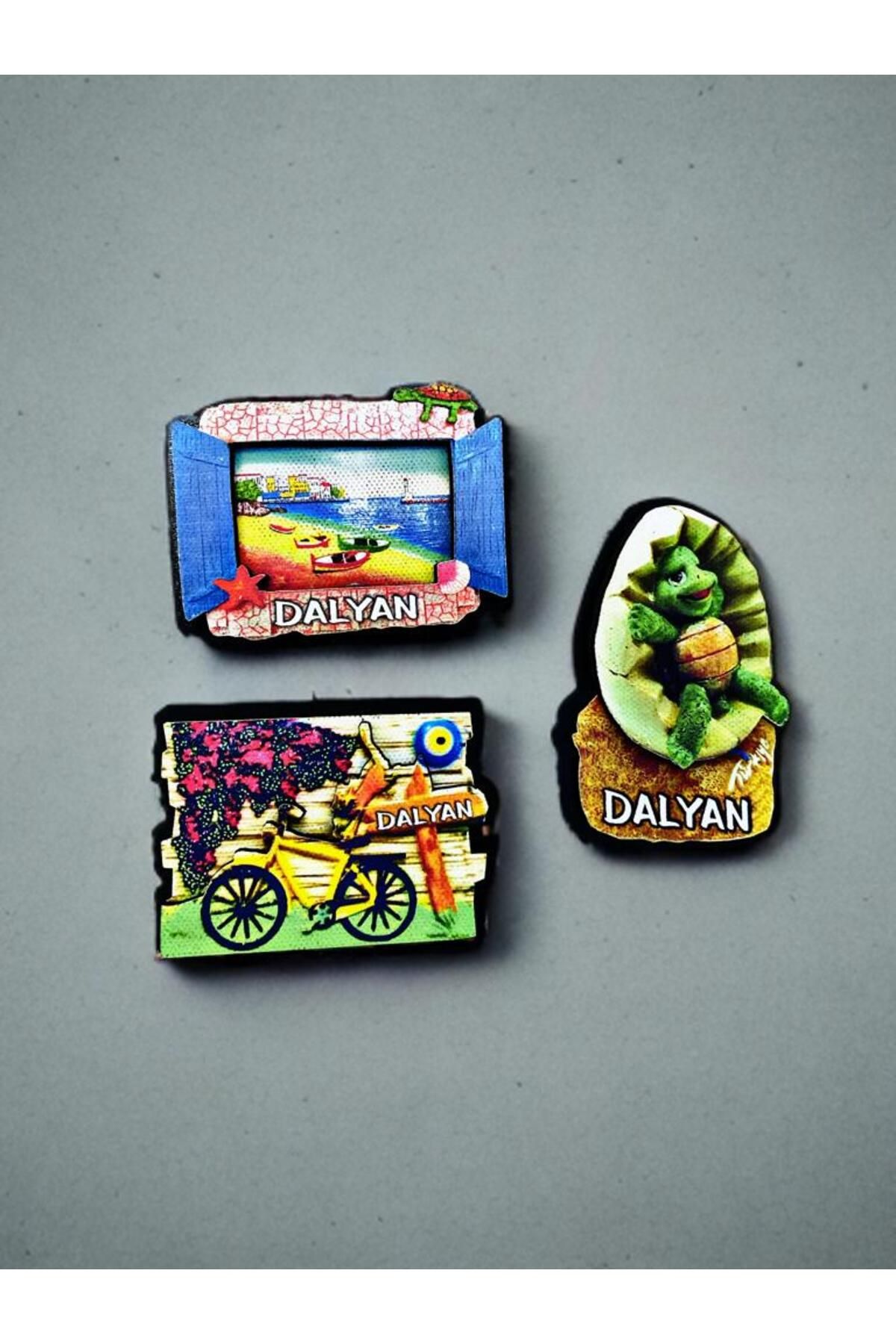 Home DALYAN Temalı 3 lü Set Ahşap 3 Boyutlu Magnet. Mat Renkler ve Eskitme.