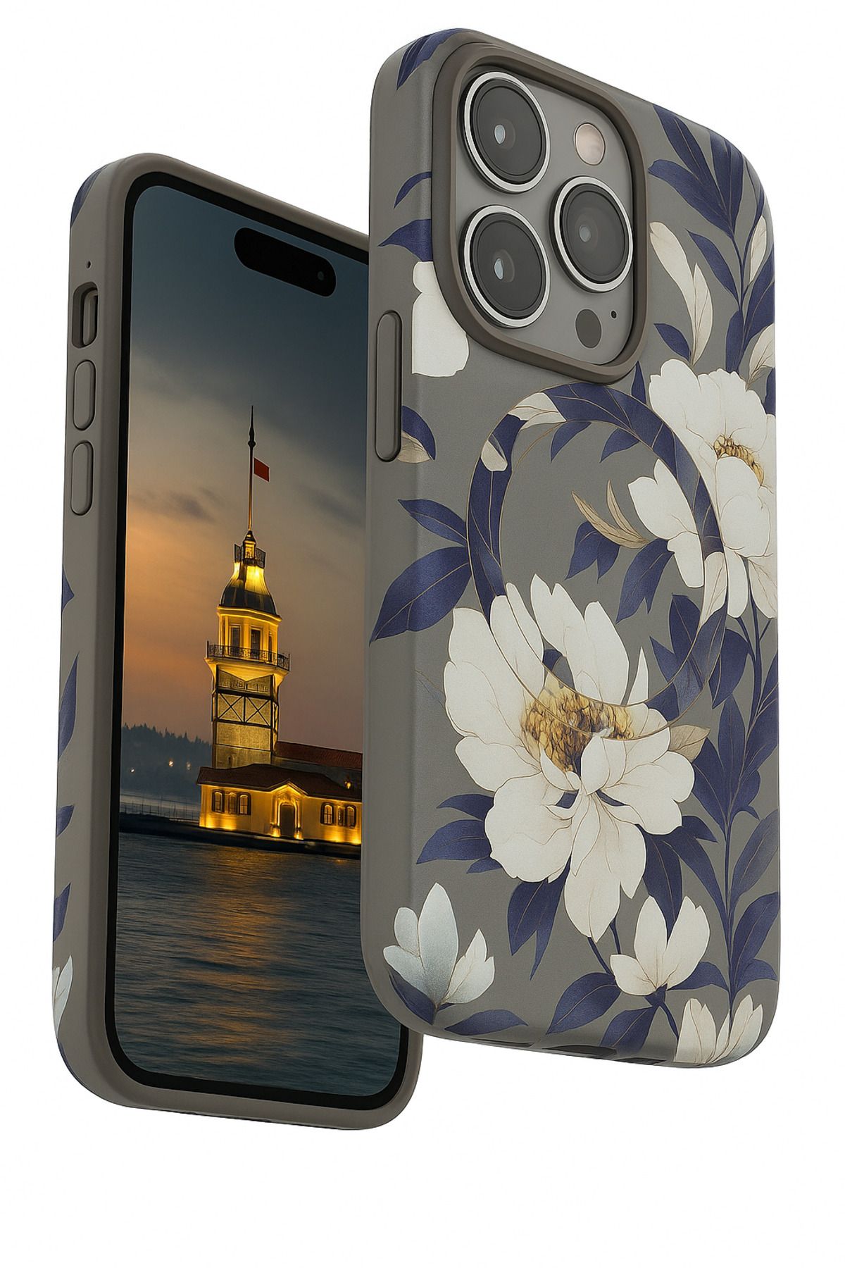 Peeq iPhone 15 Pro Max Peeq 3D Çiçek Desenli Manyetik MagSafe Kılıf