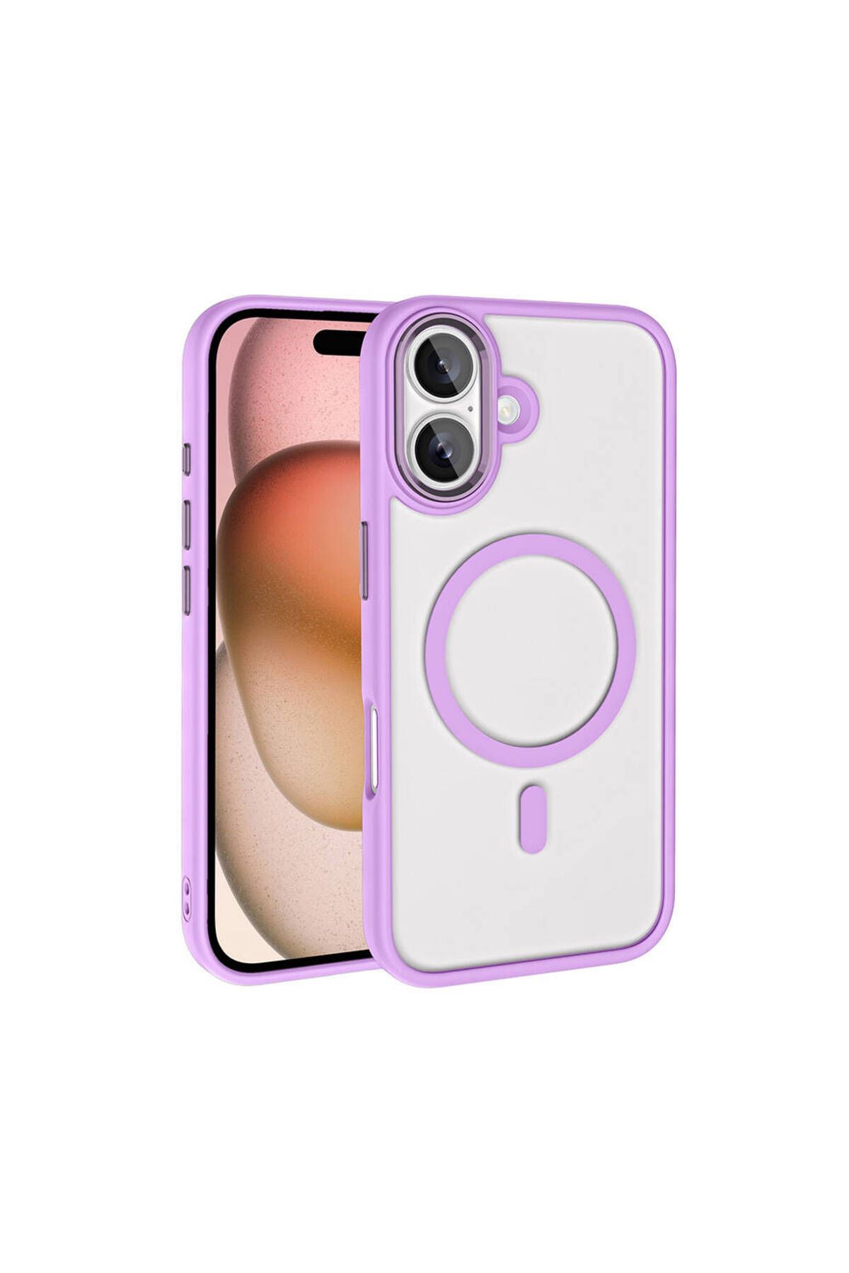 Megafox Teknoloji Apple iPhone 16 Plus Uyumlu Kılıf Wireless Şarj Özellikli Zore Krom M-safe Silikon Kapak