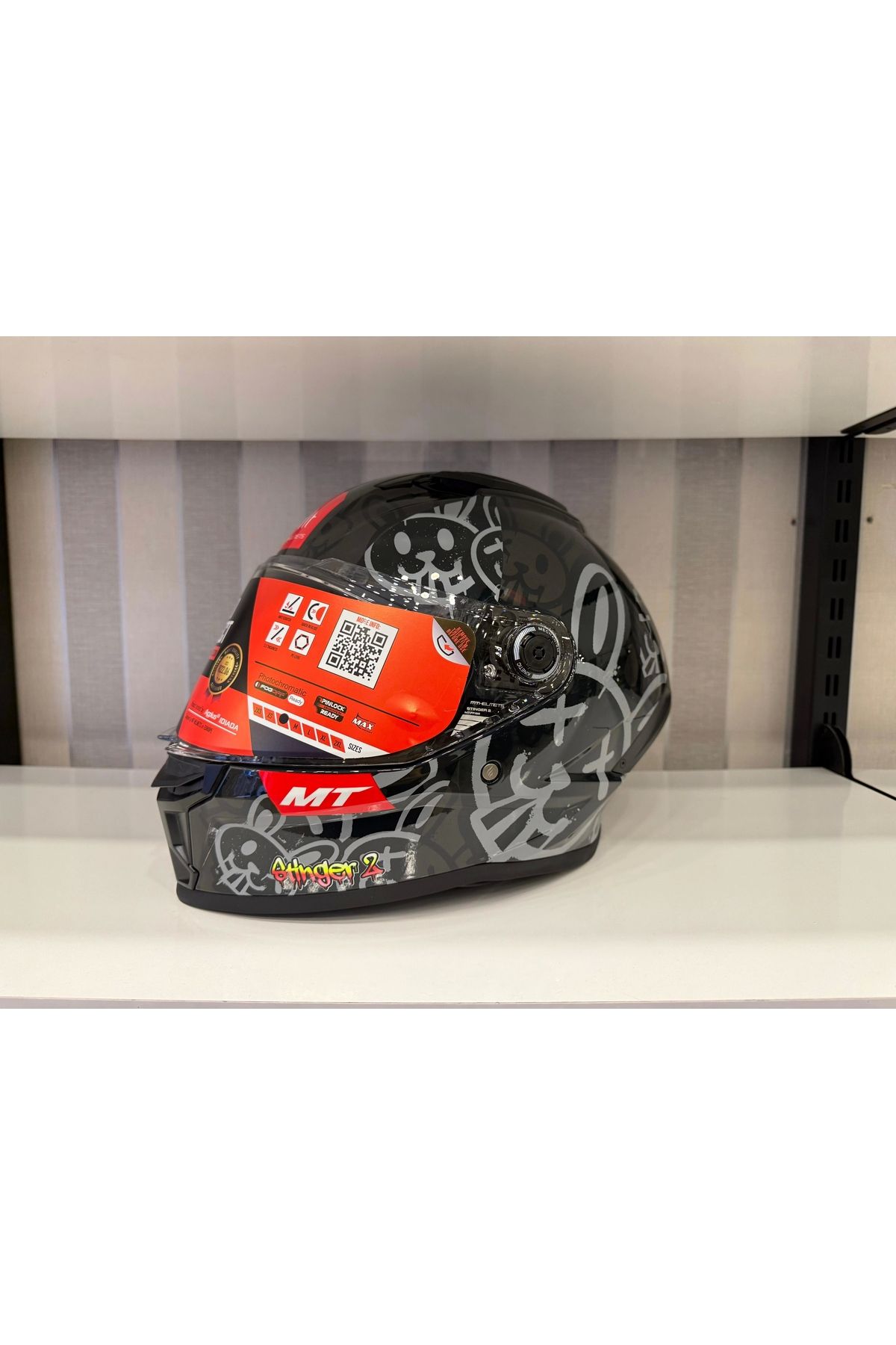 MT Helmets KASK MT STINGER RAM F1 PARLAK SİYAH/GRİ