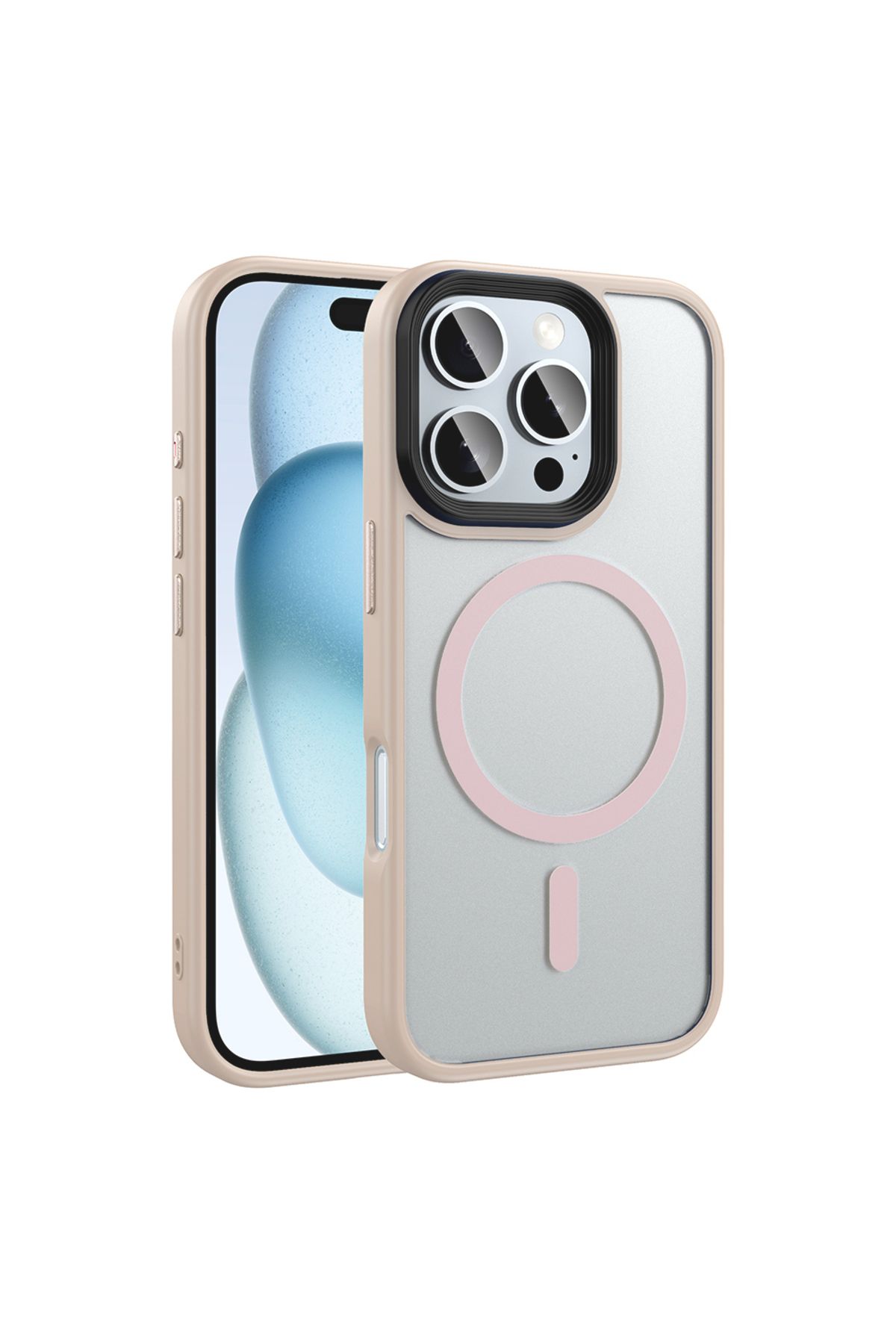 Megafox Teknoloji Apple iPhone 16 Pro Uyumlu Kılıf Mat Arka Yüzey Wireless Şarj Özellikli Zore Flet M-safe Kapak