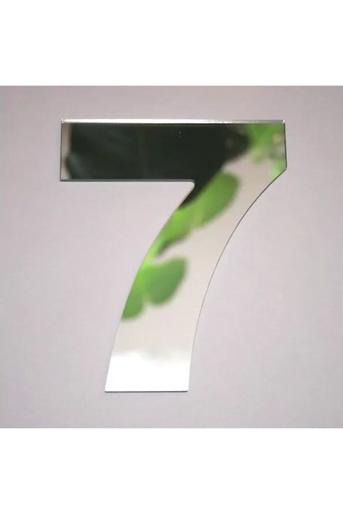 zafrakreklam Daire Numarası 1 mm Gümüş Ayna Pleksi Yapışkanlı Ölçü 9X4 Cm No- 7 YEDİ