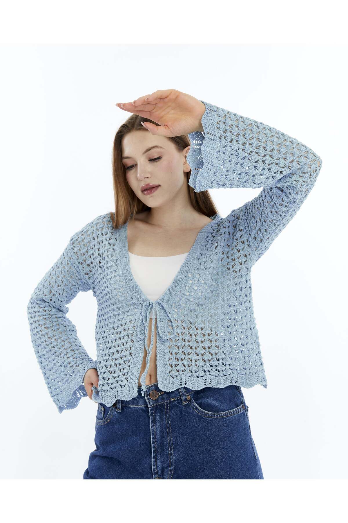 MA ananas-Openwork String Tied Short Cardigan 7