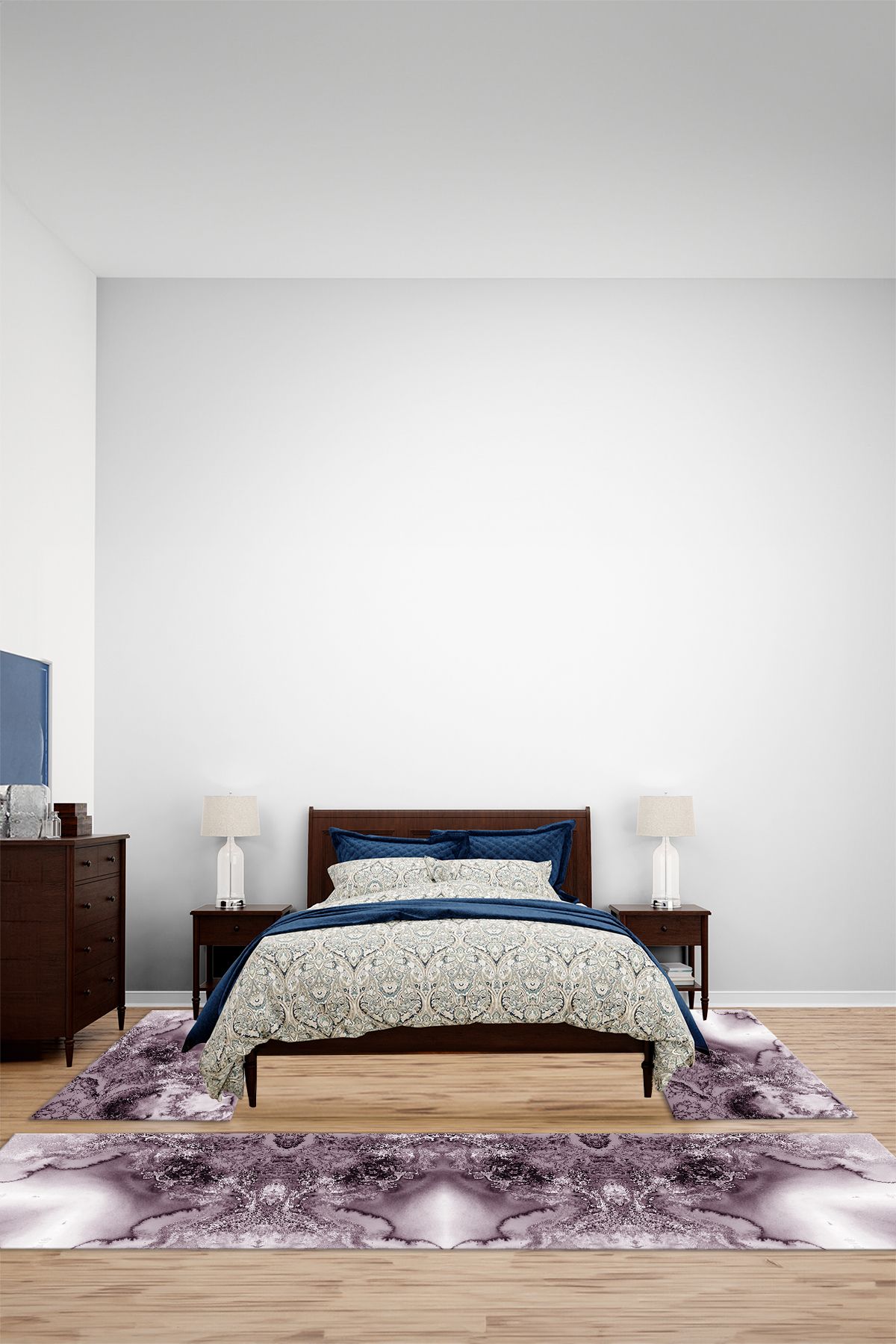 Viyana Home Dijital Kaymaz Mermer Zeminli Modern Yıkanabilir Üçlü Yatak Odası Halısı, YO-MERMER-114-PEMBE,