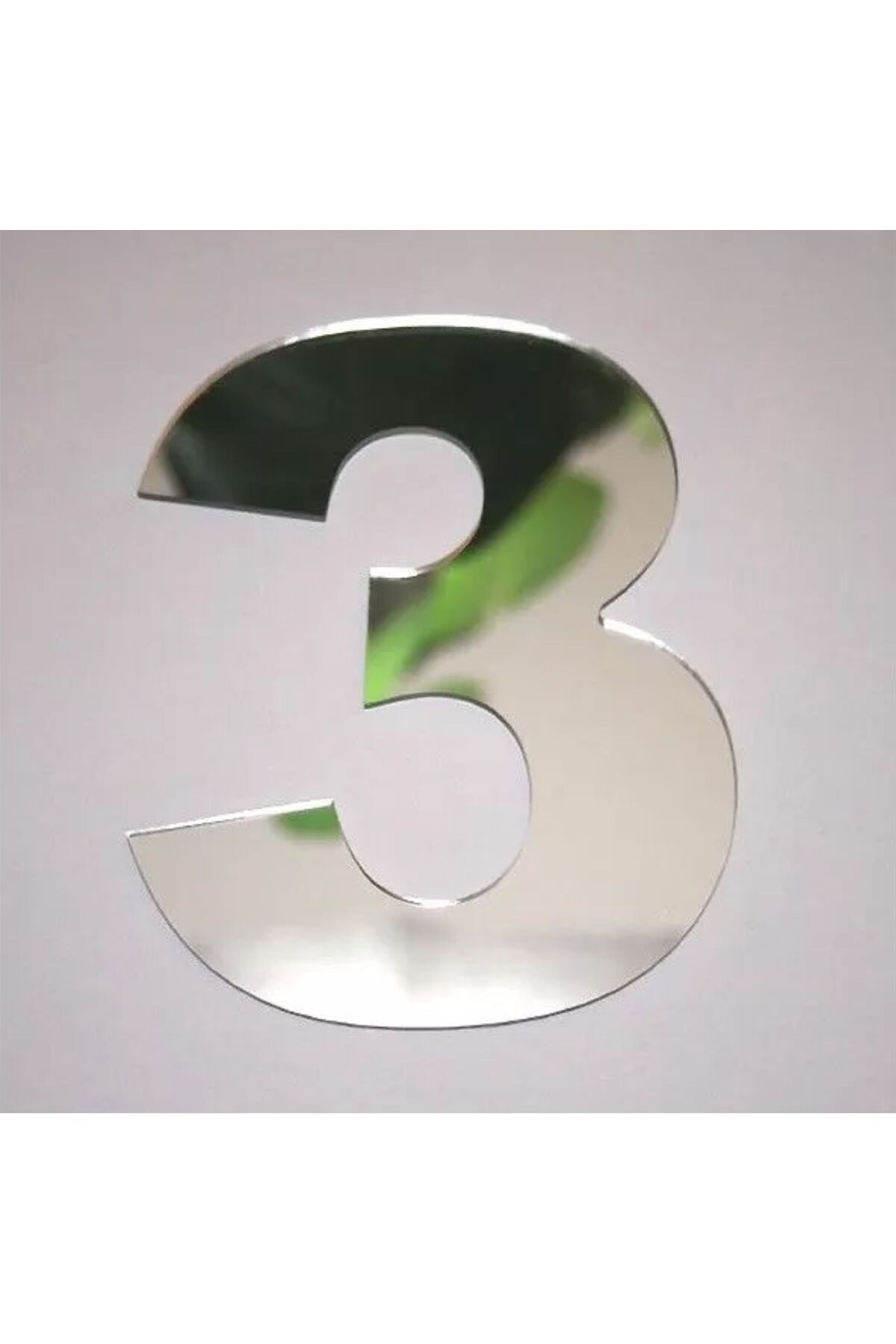 zafrakreklam Daire Numarası 1 mm Gümüş Ayna Pleksi Yapışkanlı Ölçü 9X4 Cm No- 3 ÜÇ