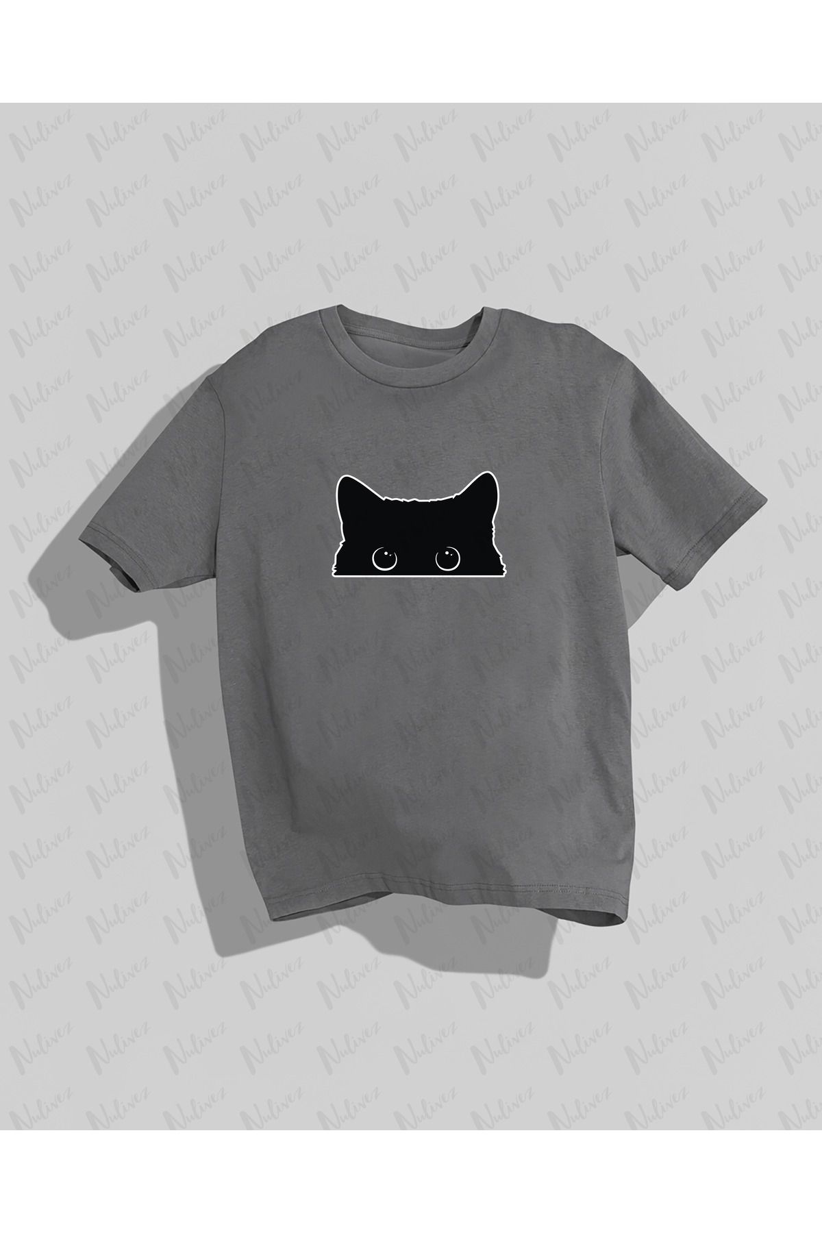 Nulivez Kedi Baskılı Yüksek Kalite Kompakt Unisex Oversize T-Shirt