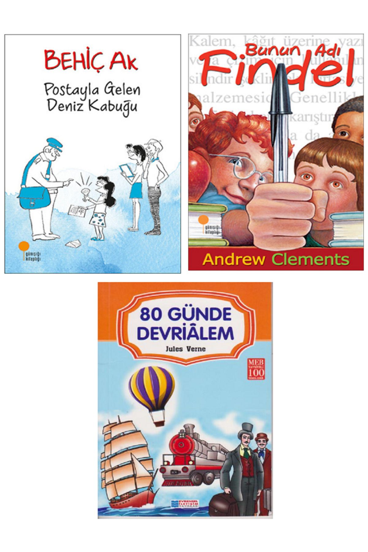Günışığı Kitaplığı Postayla Gelen Deniz Kabuğu + Bunun Adı Findel + Evrensel 80 Günde Devrialem / 3 KİTAP SET