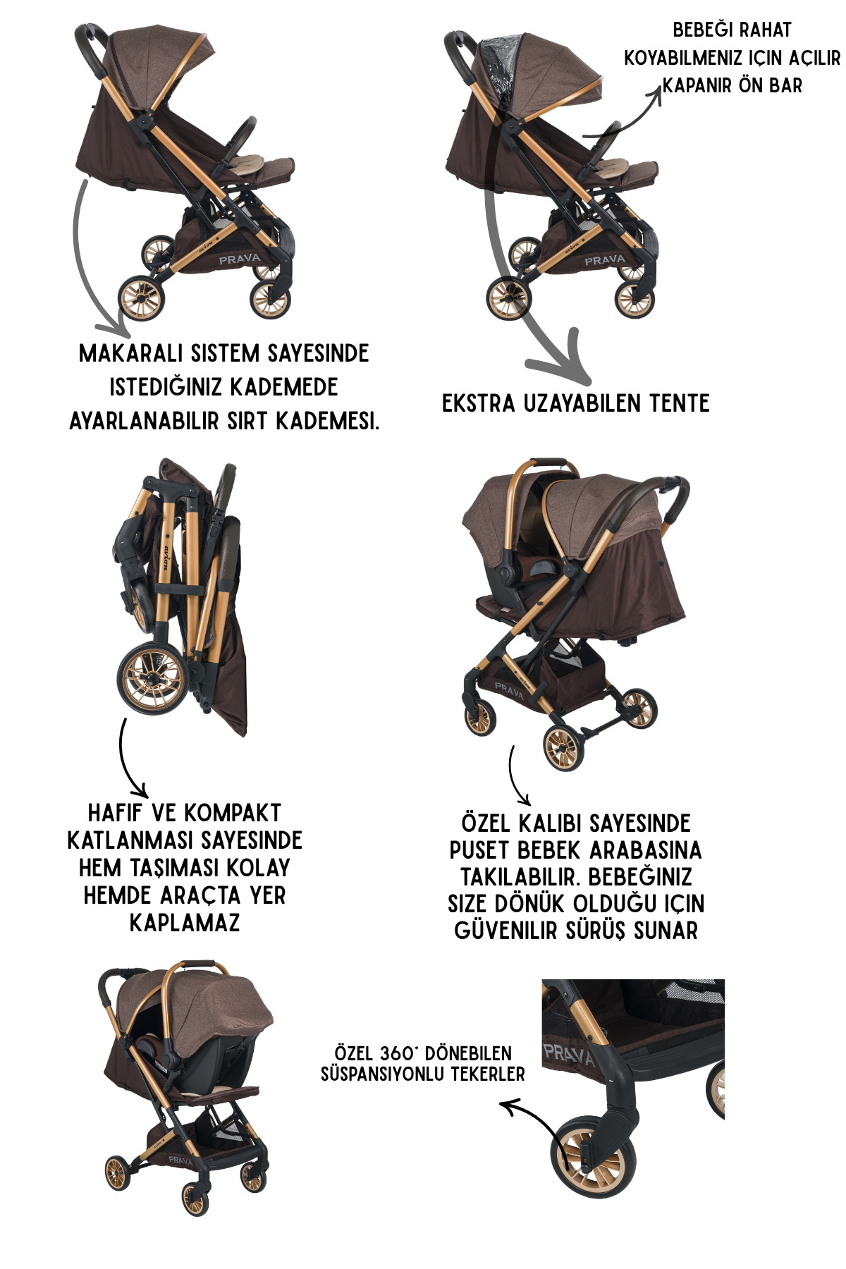 mamie Prava Avion Kabin Travel Sistem Bebek arabası Yağmurluk Hediyeli fotoğrafı 4 (önizleme)