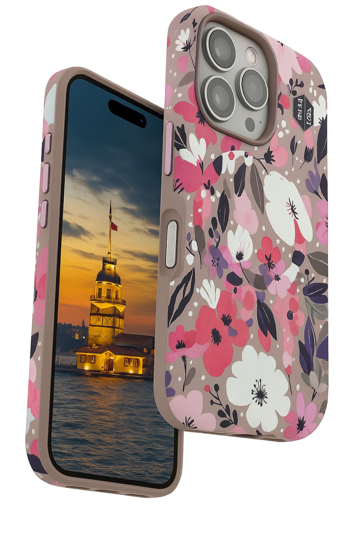 Peeq iPhone 16 Pro Peeq 3D Çiçek Desenli Manyetik MagSafe Kılıf