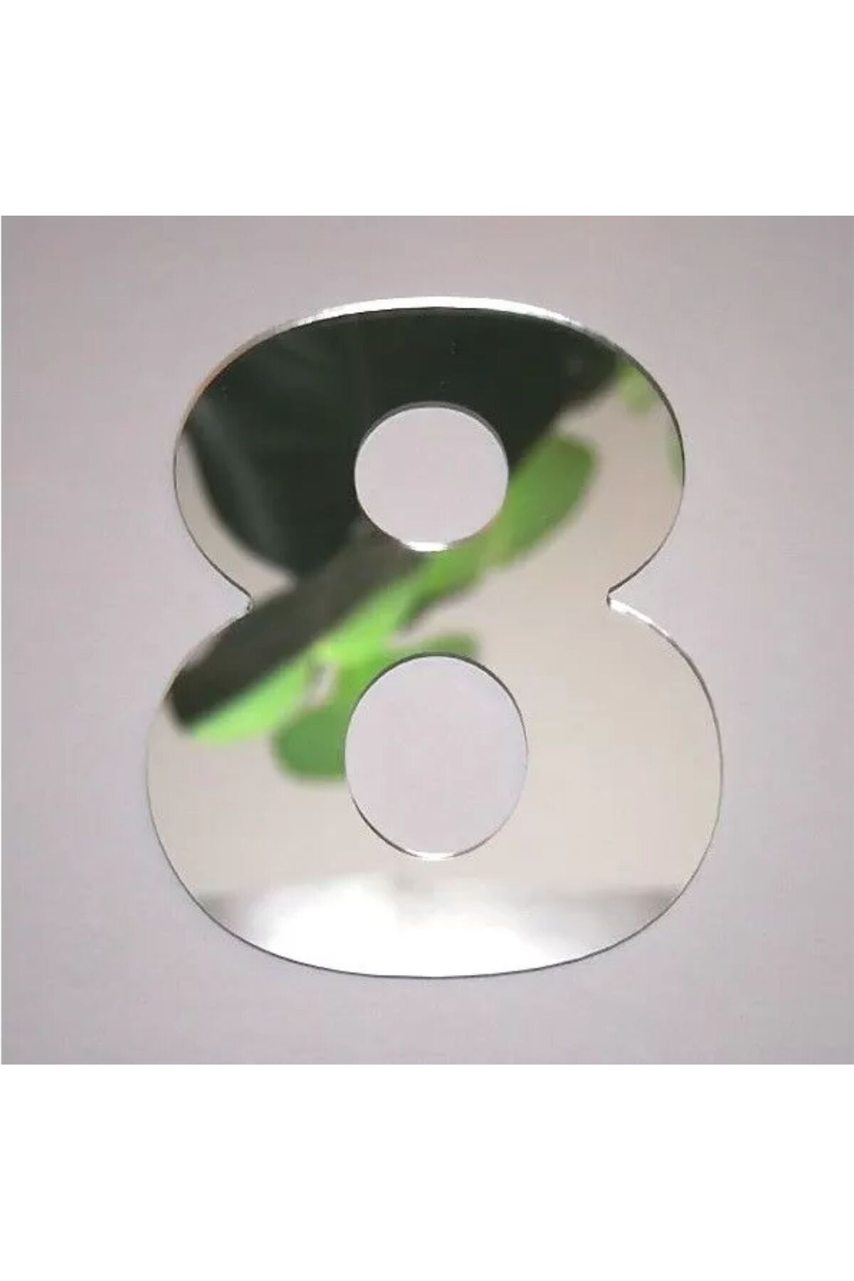 zafrakreklam Daire Numarası 1 mm Gümüş Ayna Pleksi Yapışkanlı Ölçü 9X4 Cm No- 8 SEKİZ