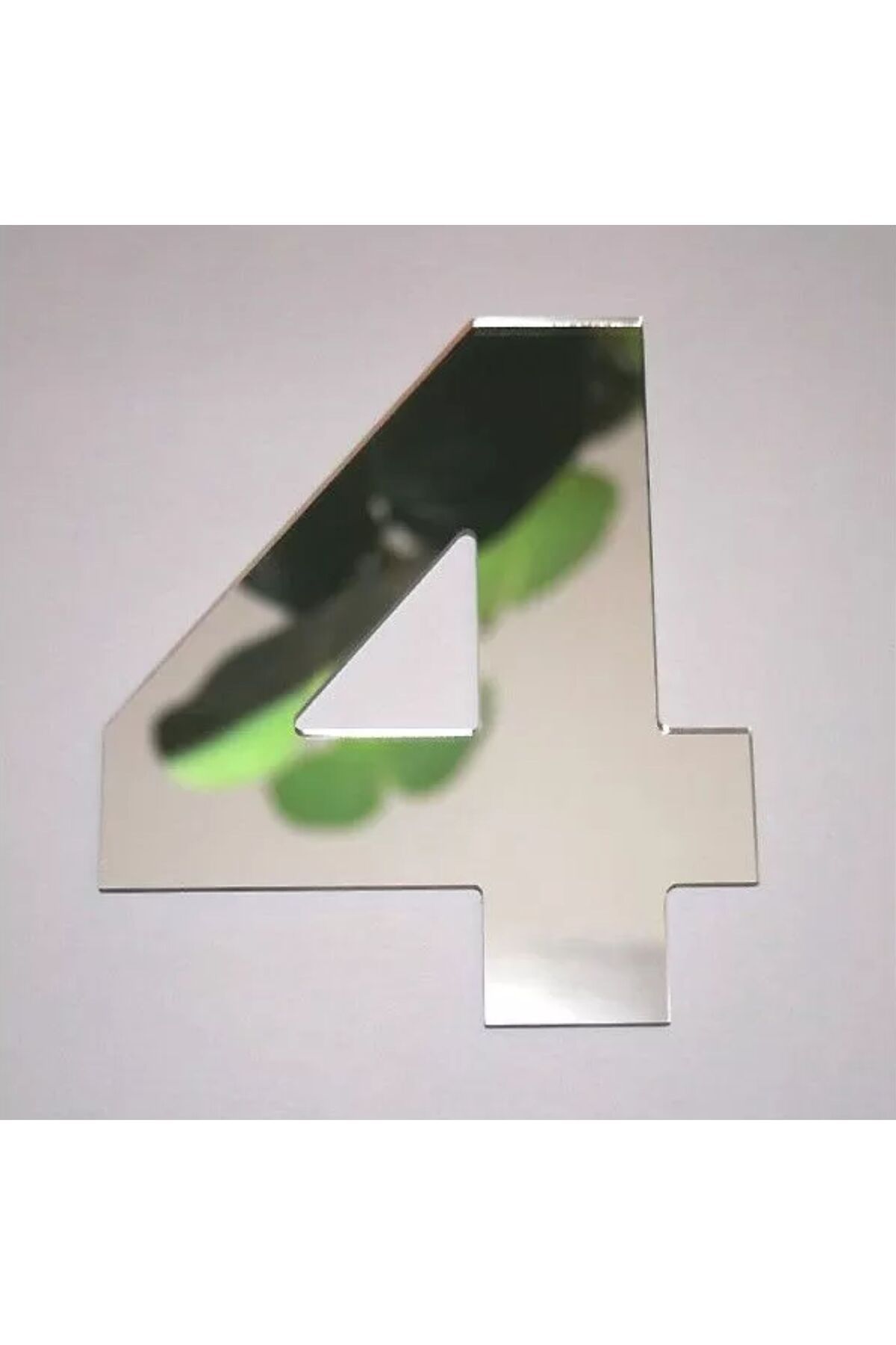 zafrakreklam Daire Numarası 1 mm Gümüş Ayna Pleksi Yapışkanlı Ölçü 9X4 Cm No- 4 DÖRT
