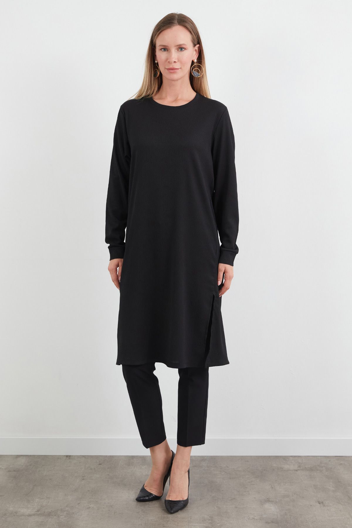 Fulla Moda Fullamodest Basic Yanları Yırtmaçlı Tunik