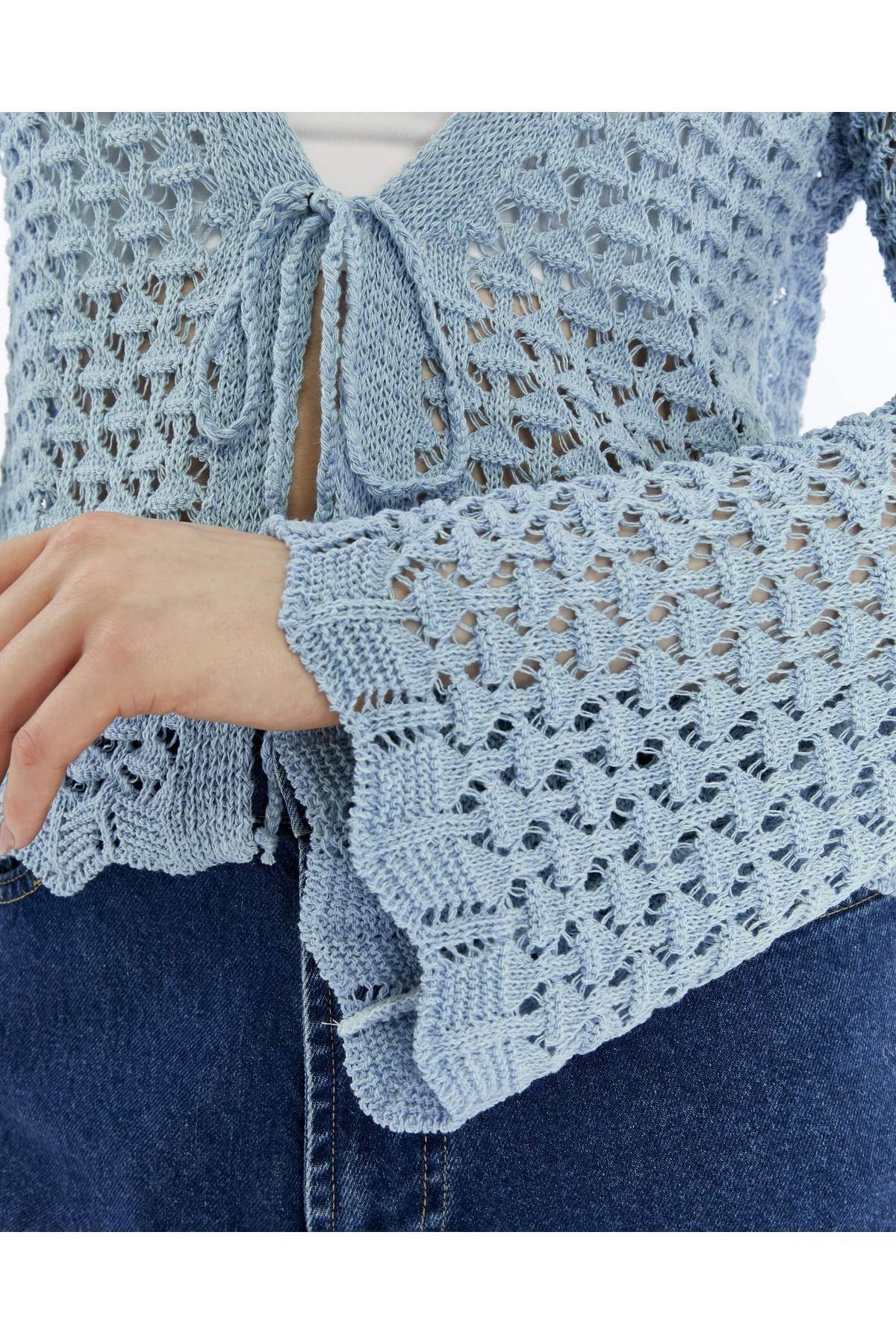MA ananas-Openwork String Tied Short Cardigan 6