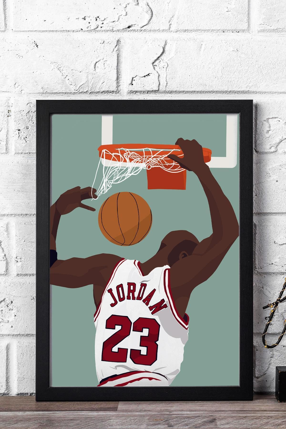 Saturn Michael Jordan Çerçeveli Tablo - Basketbol NBA Posteri Tablo