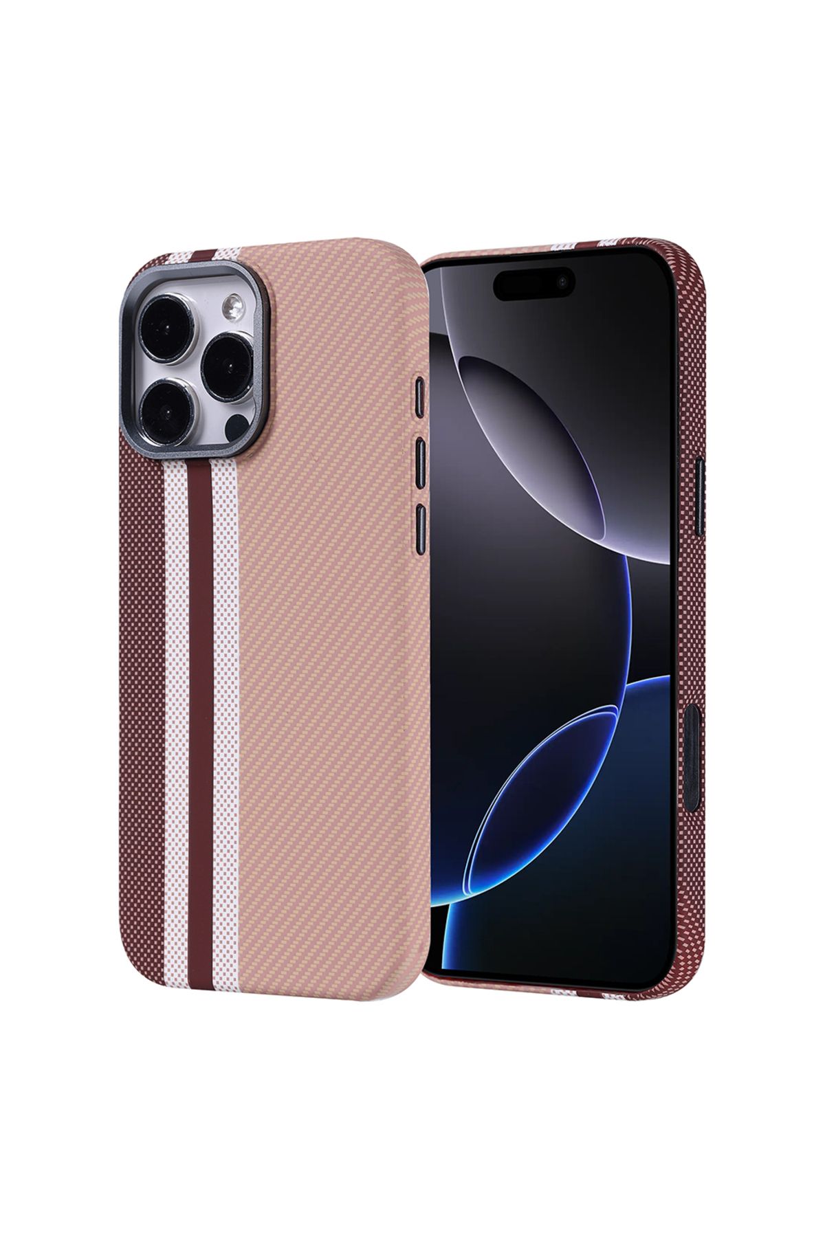 Megafox Teknoloji Apple iPhone 16 Pro Uyumlu Kılıf M-safe Şarj Özellikli Karbon Fiber Görünümlü Zore Nekst Kapak
