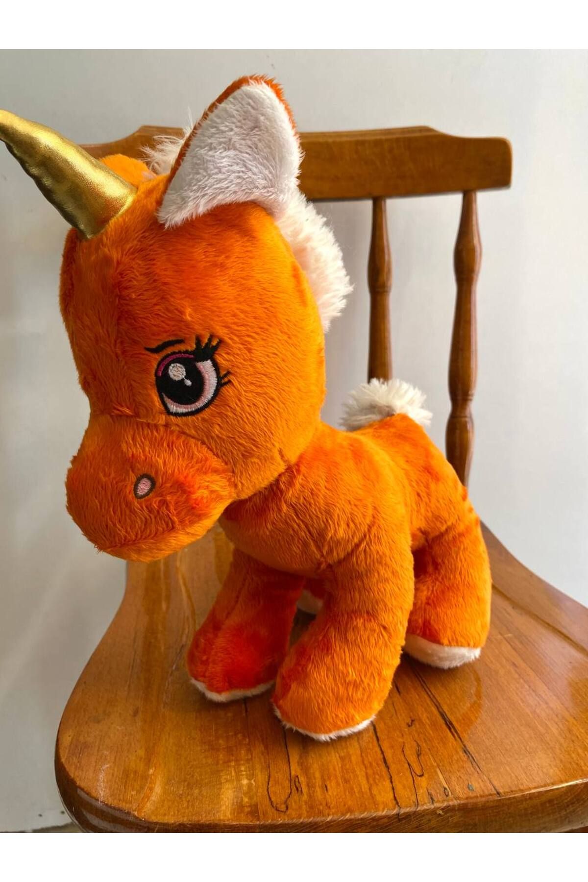 ayıcık 40 cm Turuncu Unicorn Peluş Oyuncak – Altın Boynuzlu, Yumuşacık, Hediye İçin Uygun