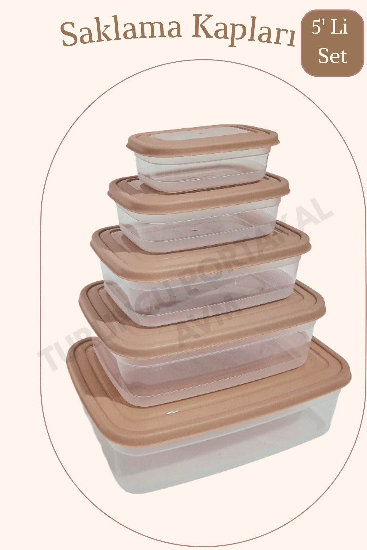 Kapaklı Saklama Kabı ( 5' Li Set ) Mutfak Düzenleyici Dikdörtgen Organizer — görsel 2