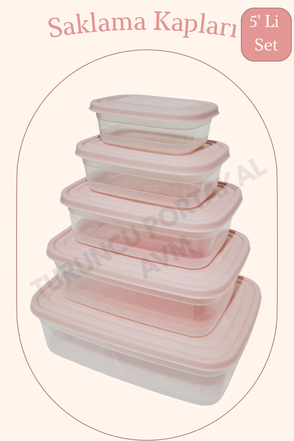 Kapaklı Saklama Kabı ( 5' Li Set ) Mutfak Düzenleyici Dikdörtgen Organizer — görsel 3 · D-432-P