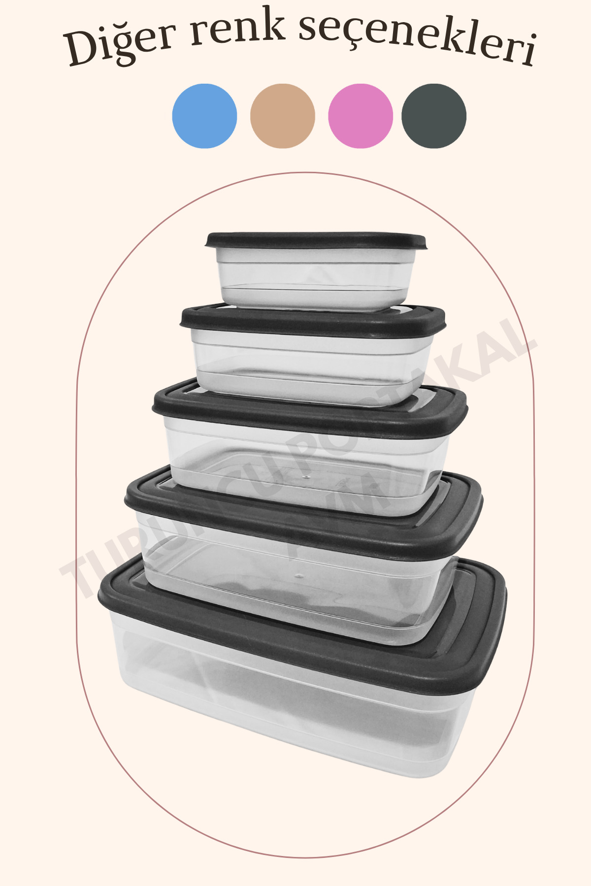 Kapaklı Saklama Kabı ( 5' Li Set ) Mutfak Düzenleyici Dikdörtgen Organizer — görsel 3