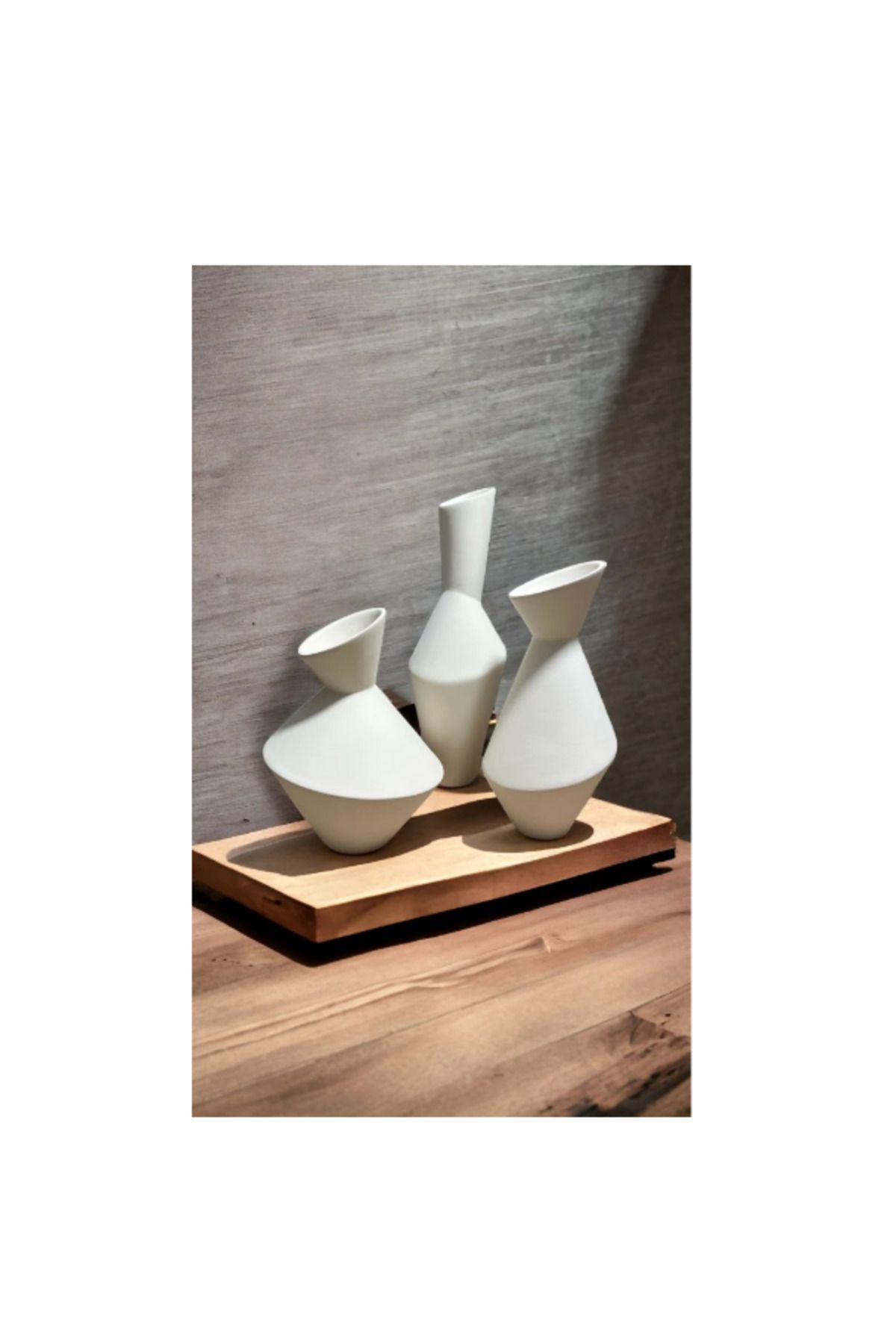 BAYRAMPASAHOBİM Ham Seramik Simetrik Desen Vazo Set