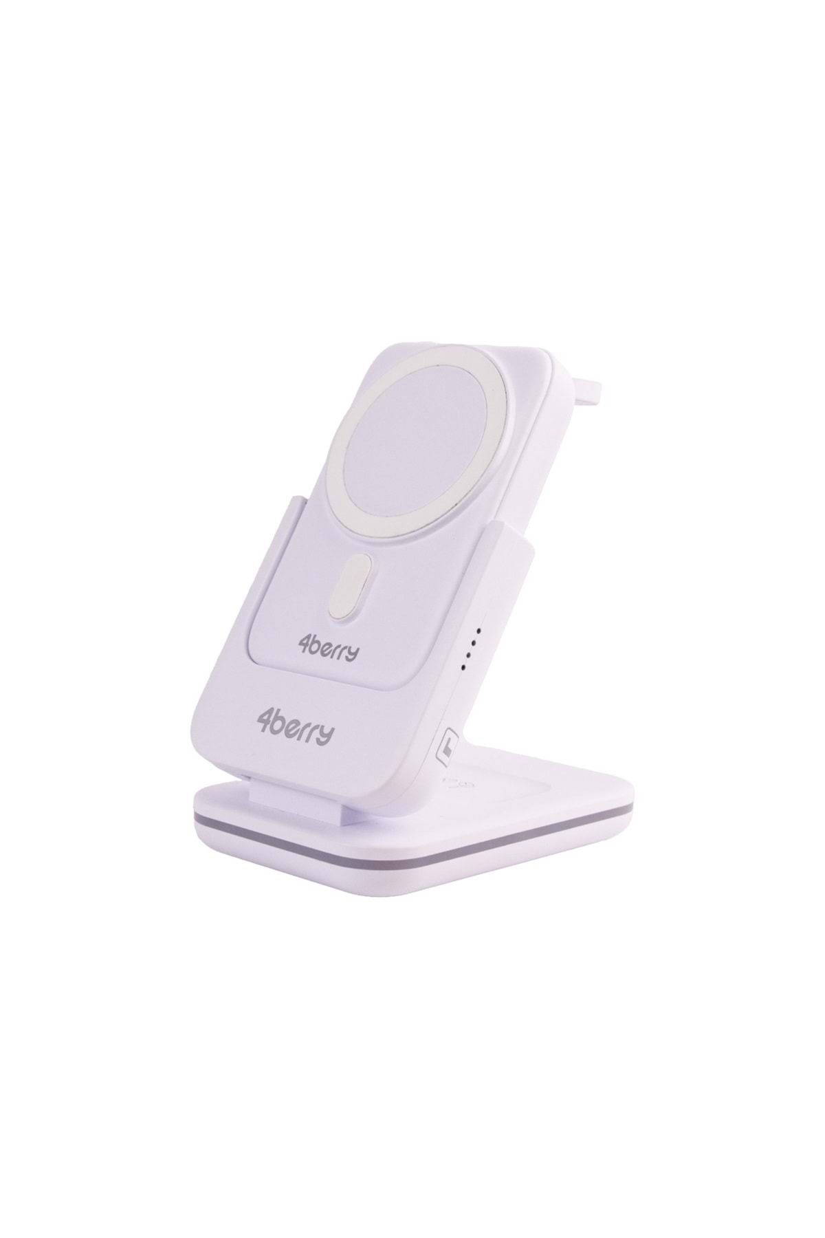4Berry BWLm01B Beyaz Powerbank & Stand – 5-in-1, 10 000 mAh, 20 W Hızlı Şarj