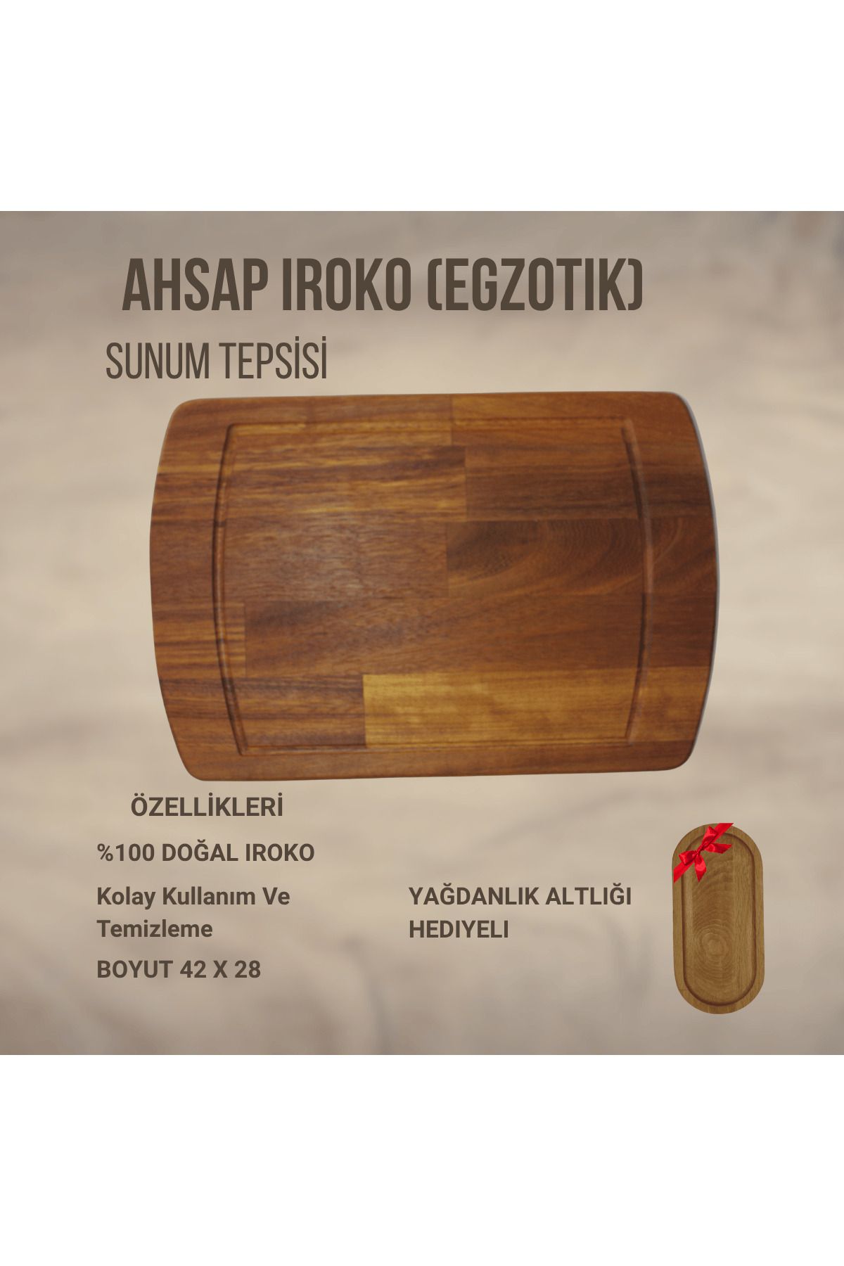 bidunyaahsap AHSAP IROKO STEAK SUNUM TEPSİSİ