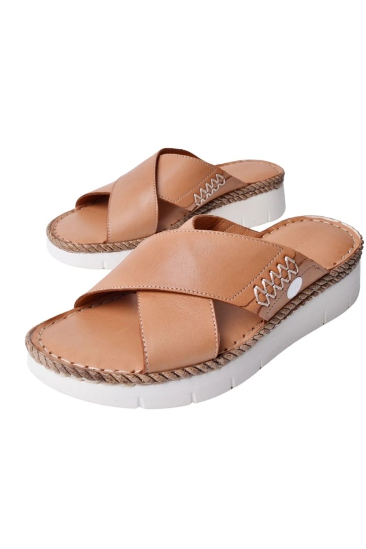 Mammamia D25YT-1390-LX Mammamia Hakiki Deri Ortopedik Taban Günlük Terlik