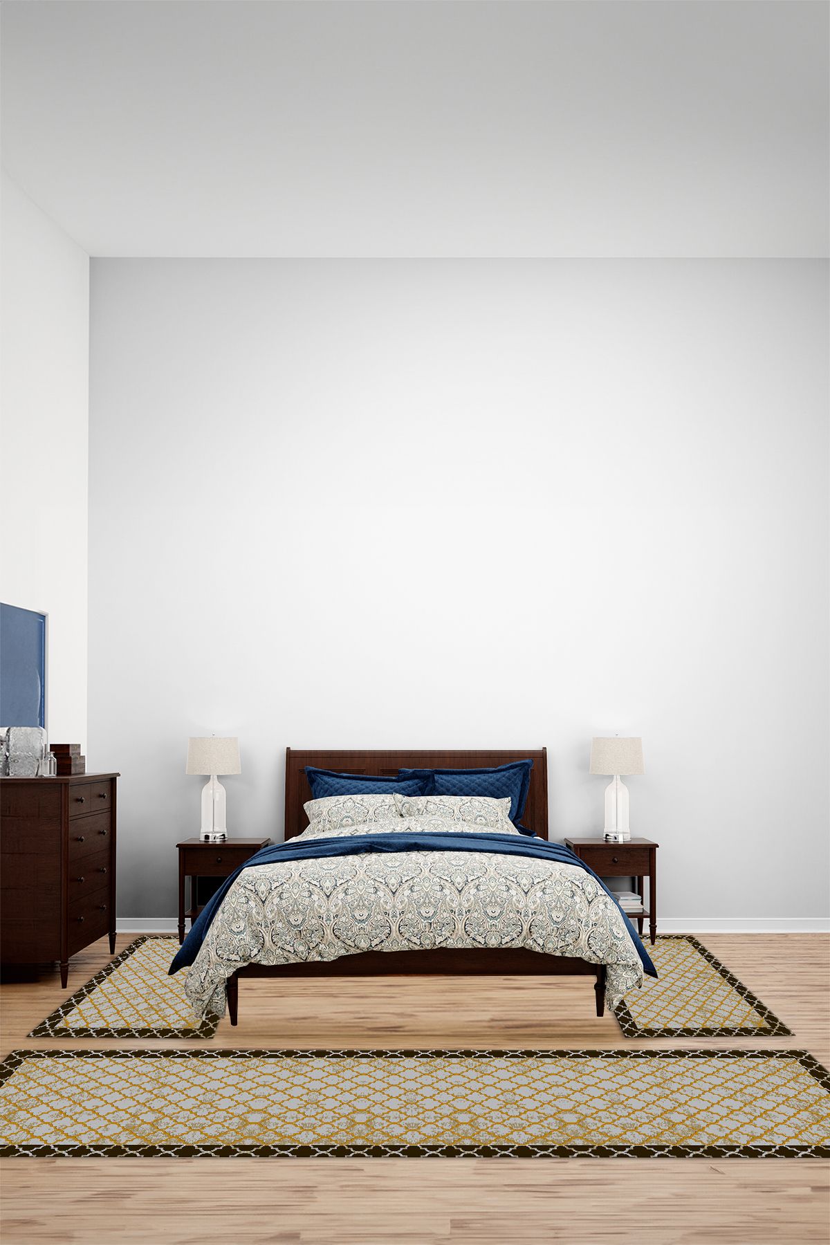 Viyana Home Modern Dijital Kaymaz Taban Kupa Model Yıkanabilir Üçlü Yatak Odası Halısı, YO-MODERN-277-KAHVE,
