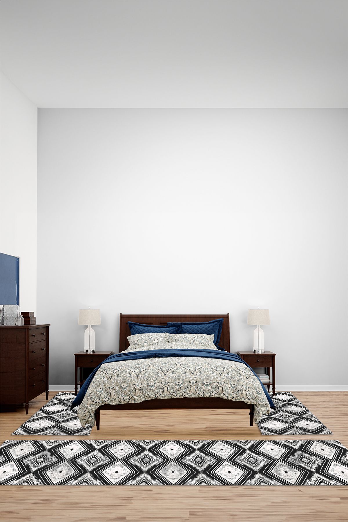 Viyana Home Modern Dijital Kaymaz Kilim Detaylı Yıkanabilir Üçlü Yatak Odası Halısı, YO-MODERN-225-GRİ,