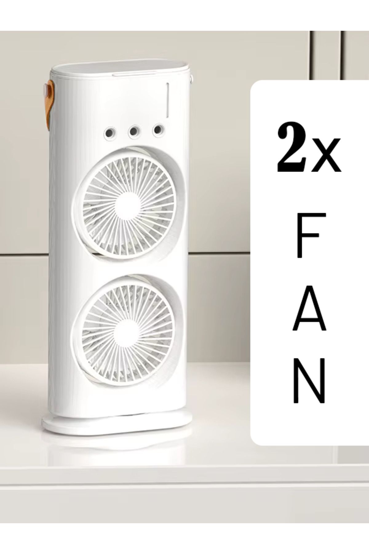 ERDİNEKS Su Hazneli Buzlu Masaüstü Vantilatör Çift Fan 3 Fan Modu 90° Salınım LED Işık Uzaktan Kumanda