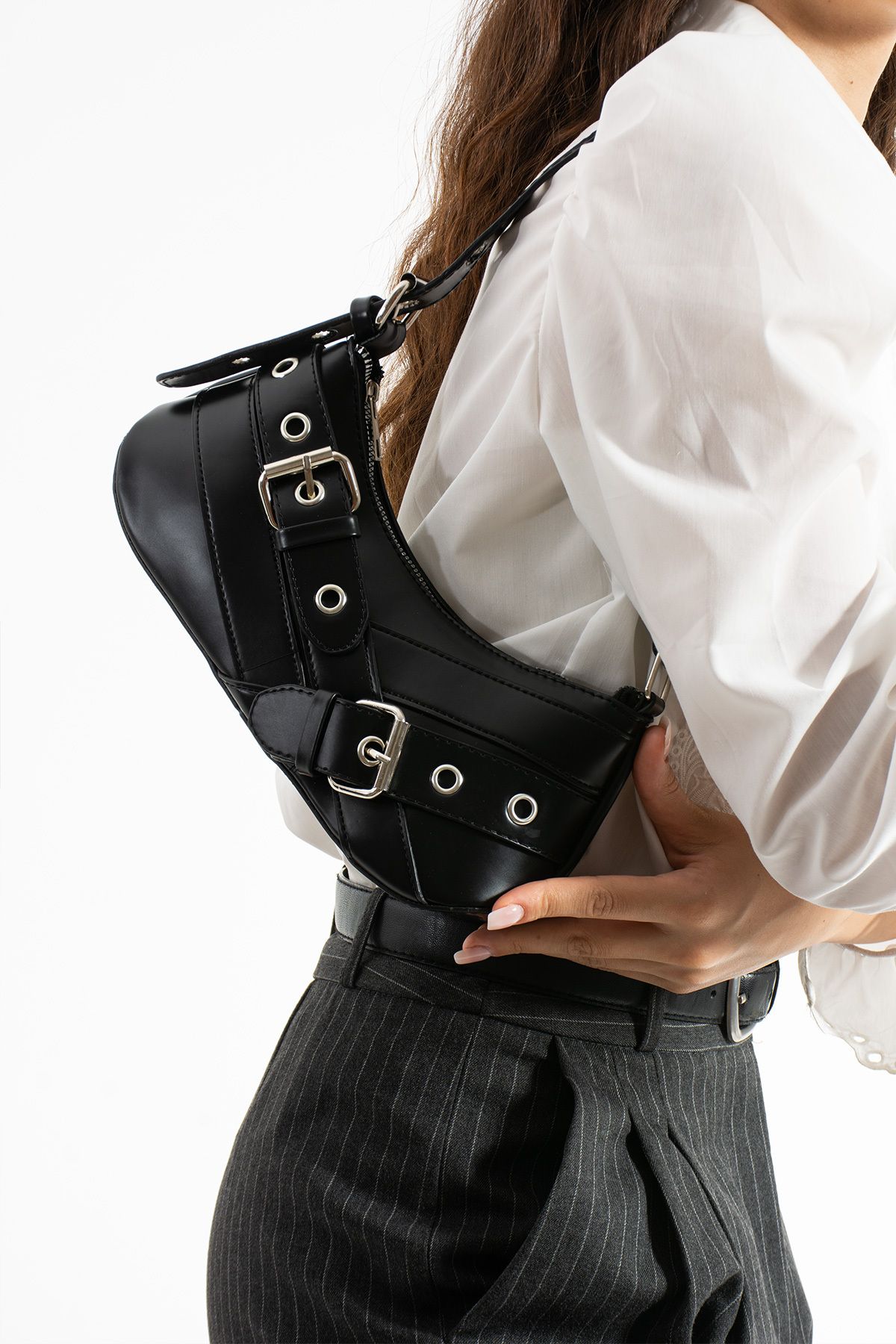 Kaya Bag Siyah Kadın Omuz ve Kol Çanta 13x30 Ebatı