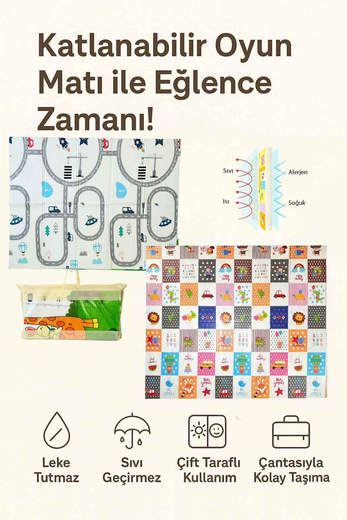 Decomia Home Çift Taraflı Katlanabilir Eğitici & Eğlenceli Çocuk Oyun Halısı Bebek Oyun Matı ( 150x200 cm ) fotoğrafı 3 (önizleme)