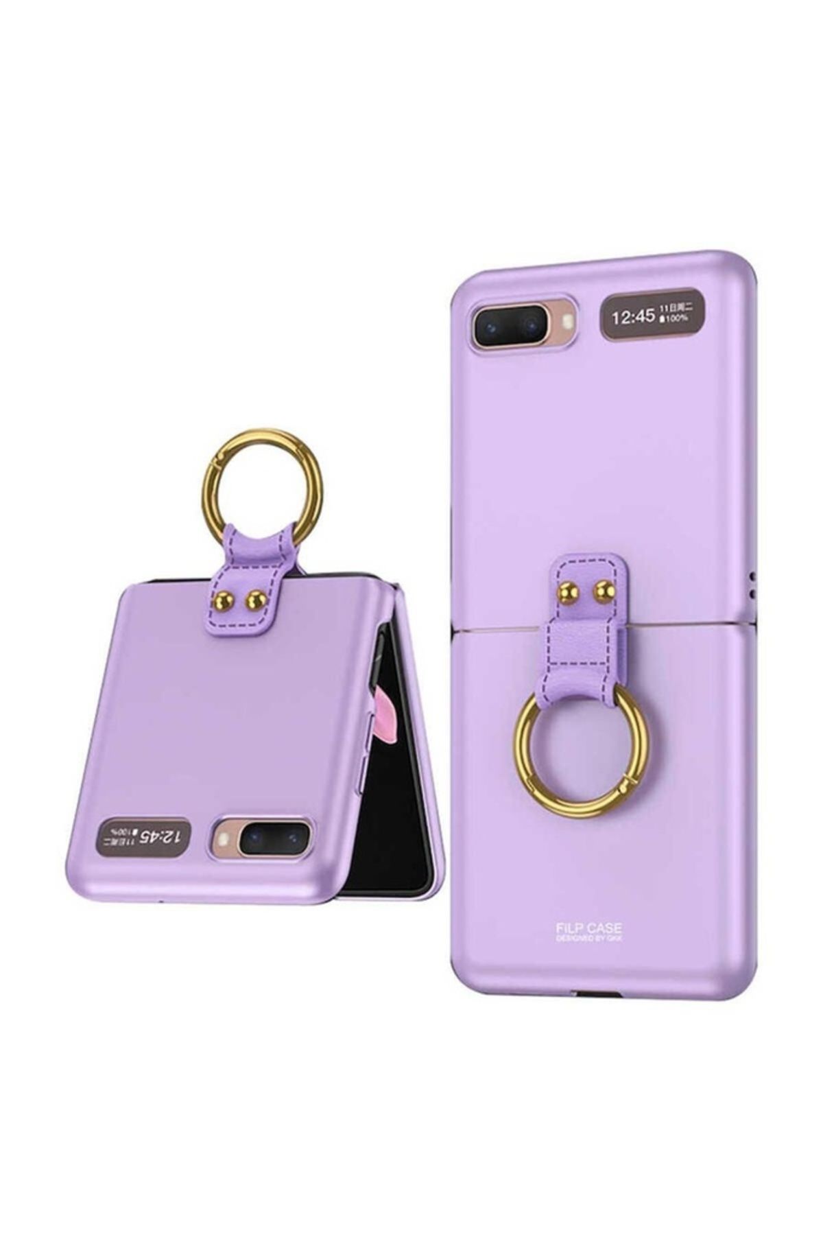 Megafox Teknoloji Samsung Galaxy Z Flip Uyumlu Kılıf Flip Ring Kıpta Kapak