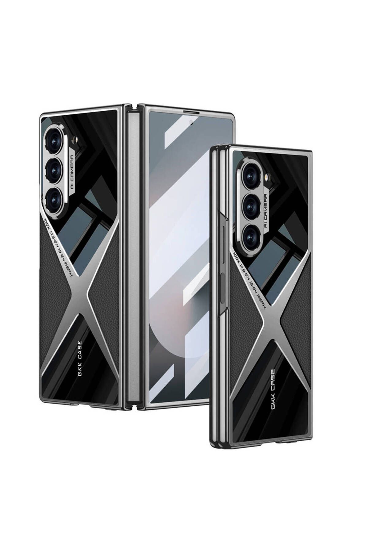 Megafox Teknoloji Samsung Galaxy Z Fold 6 Uyumlu Kılıf Ultra İnce Kamera Korumalı PC + Deri Arka Yüzey Zore X-Pro Kap