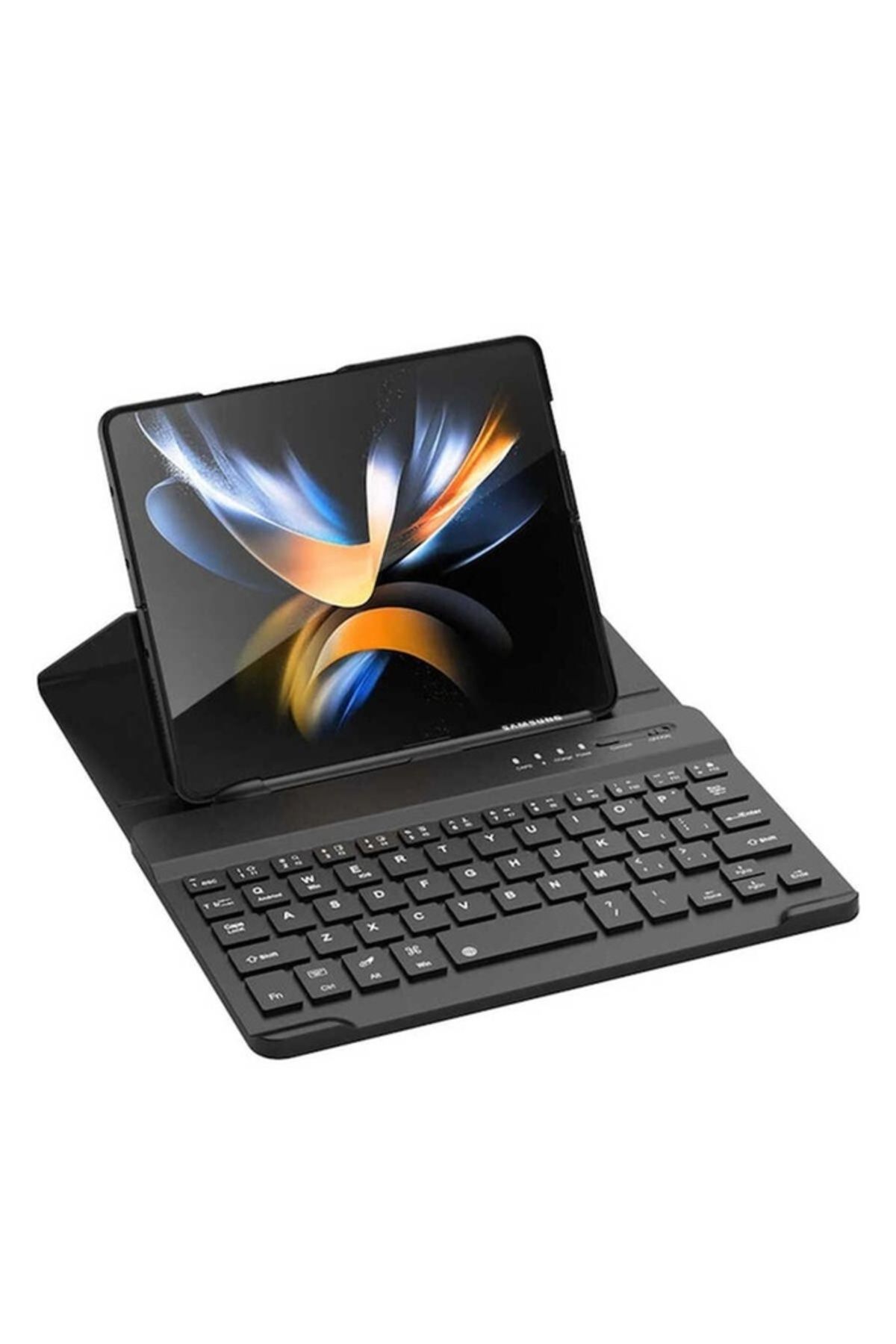 Megafox Teknoloji Samsung Galaxy Z Fold 3 Uyumlu Kılıf Standlı Bluetooth Klavyeli Kıpta Keyboard Set Kılıf