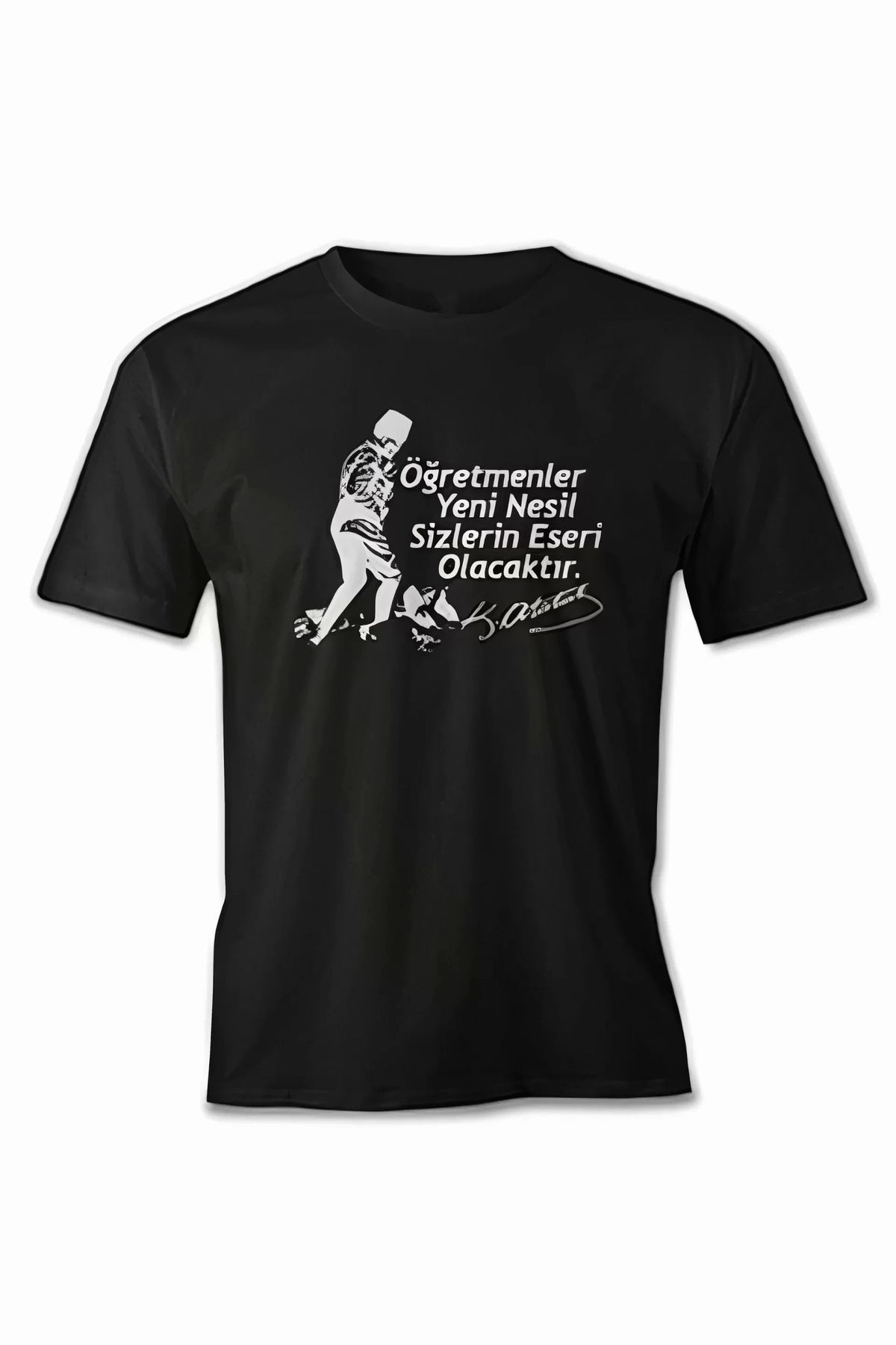 AE Stil 24 Kasım Öğretmenler Baskılı T-shirt - Siyah
