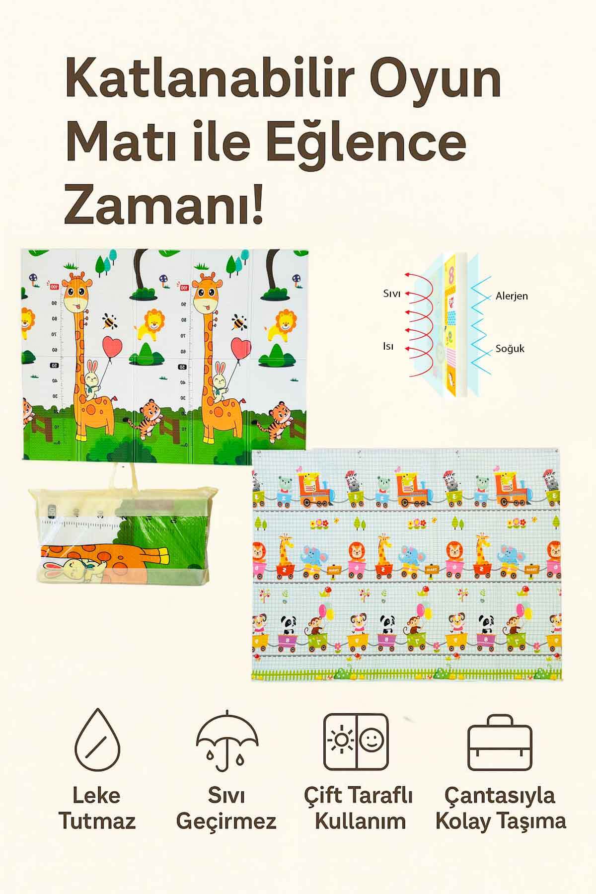 Decomia Home Çift Taraflı Katlanabilir Eğitici & Eğlenceli Çocuk Oyun Halısı Bebek Oyun Matı ( 150x200 cm ) fotoğrafı 3 (önizleme)