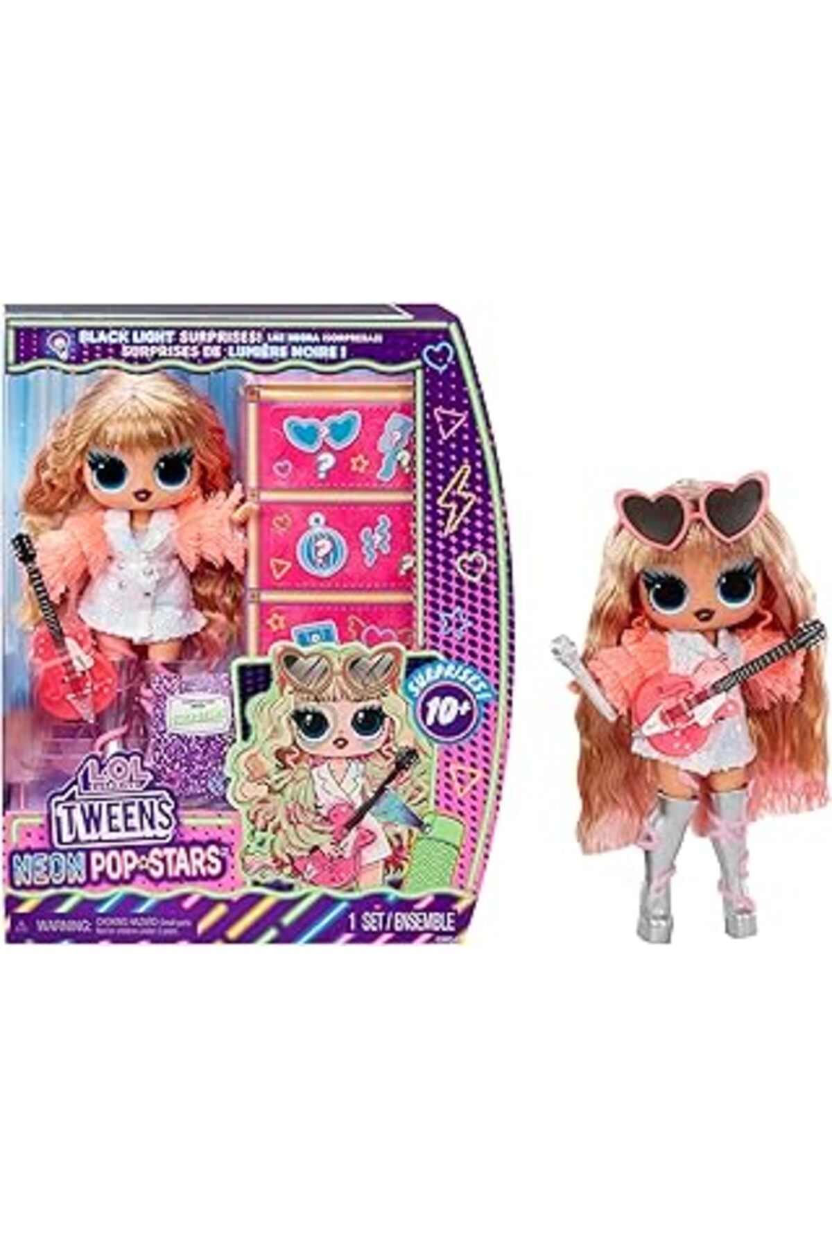 Mu Art Ahşap L.O.L. Surprise! Tweens Neon Pop Stars - Thea Stars - 1 Fashion Doll, Backlight Surprises Ve 10+ Po