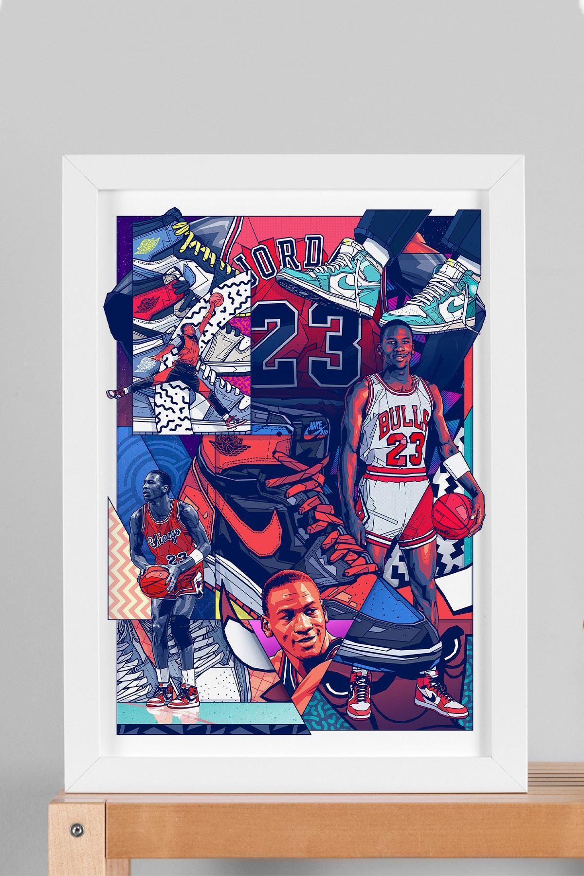 Saturn Michael Jordan Çerçeveli Tablo - Basketbol NBA Posteri Tablo