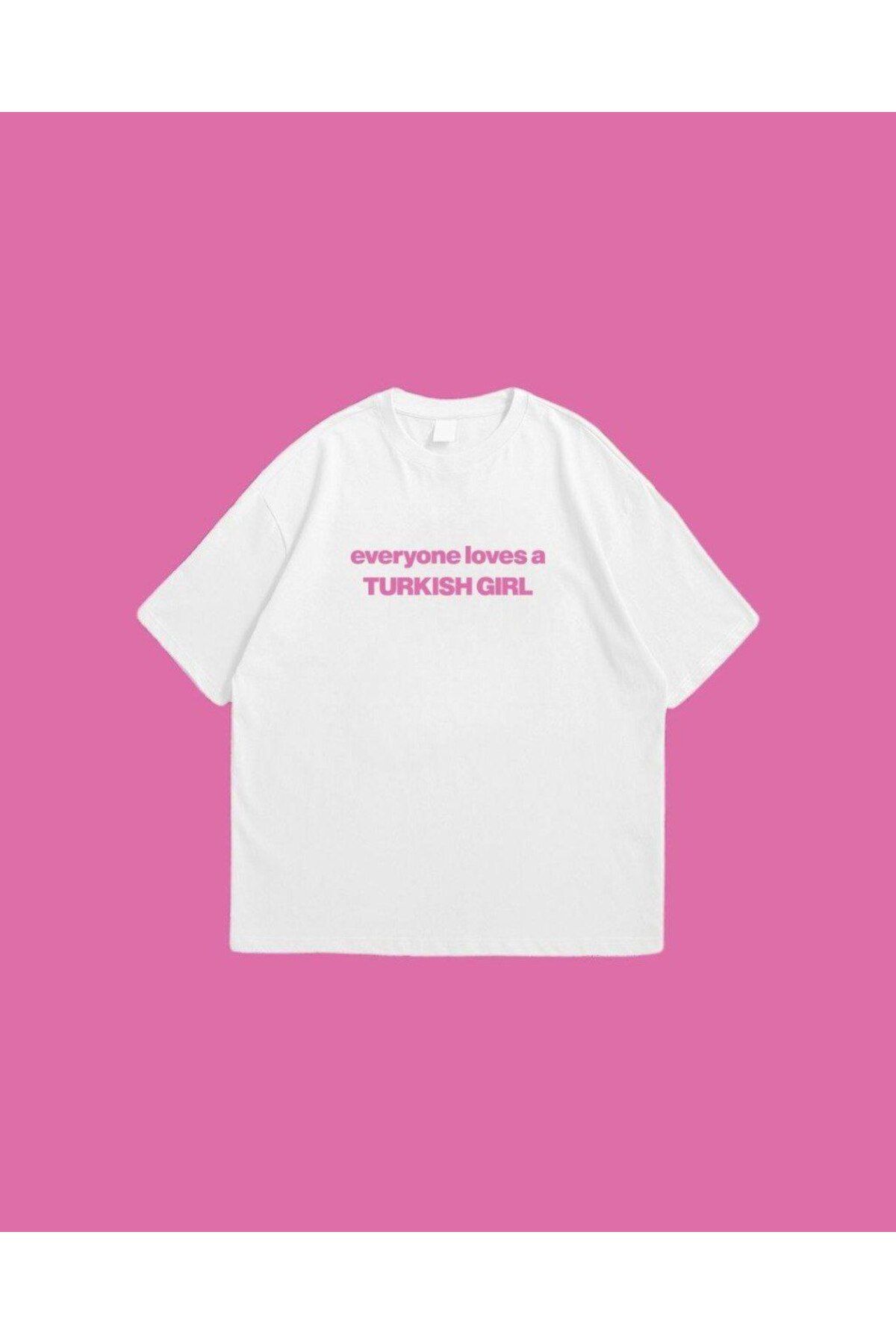Butik Everyone Loves A Turkish Girl Baskılı Oversize T-shirt