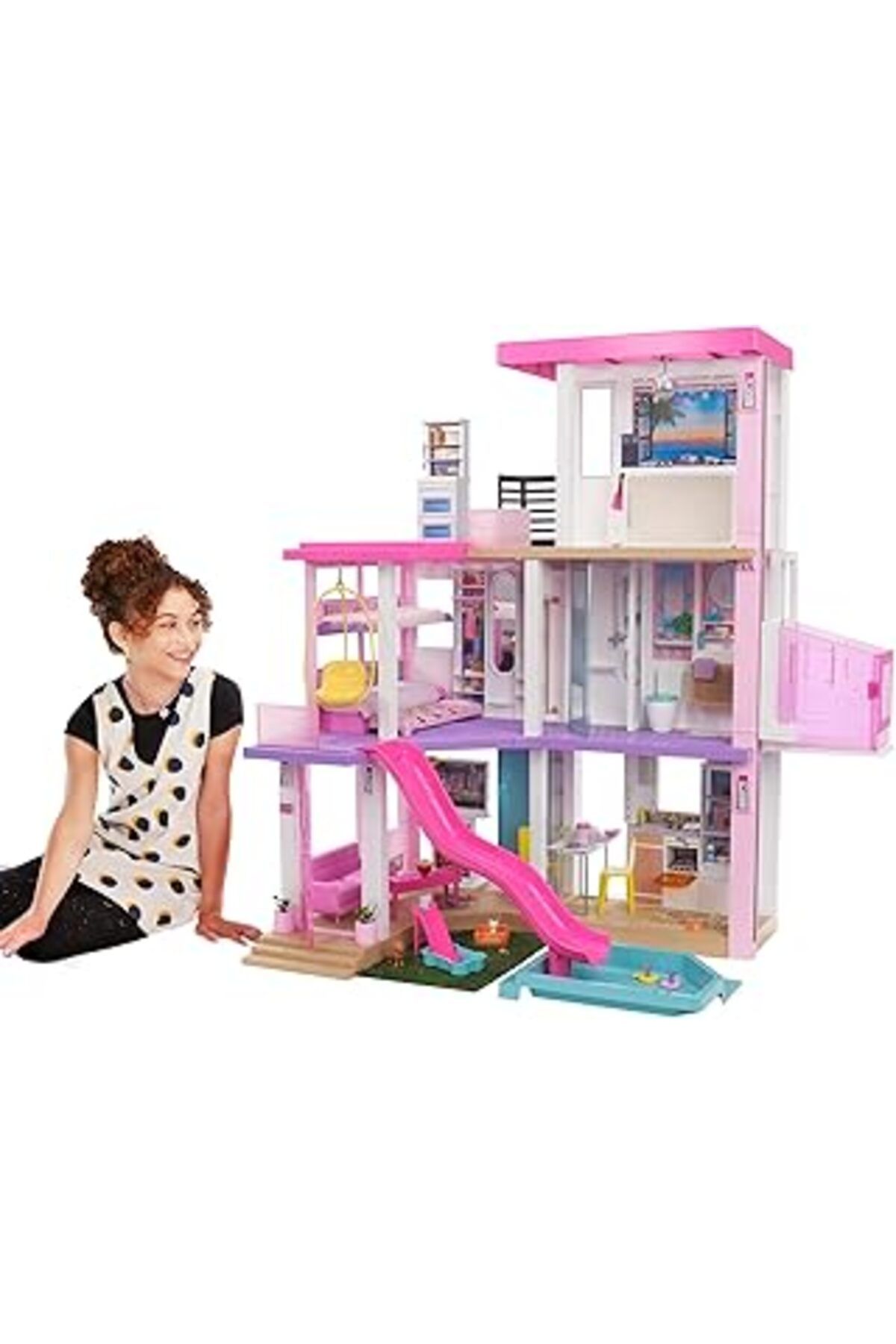 Mu Art Ahşap Barbie'Nin Rüya Evi™ Oyun Seti Barbie'Nin Rüya Evi (115 Cm), 75'Ten Fazla Aksesuarı Bulunan, 3 Katl