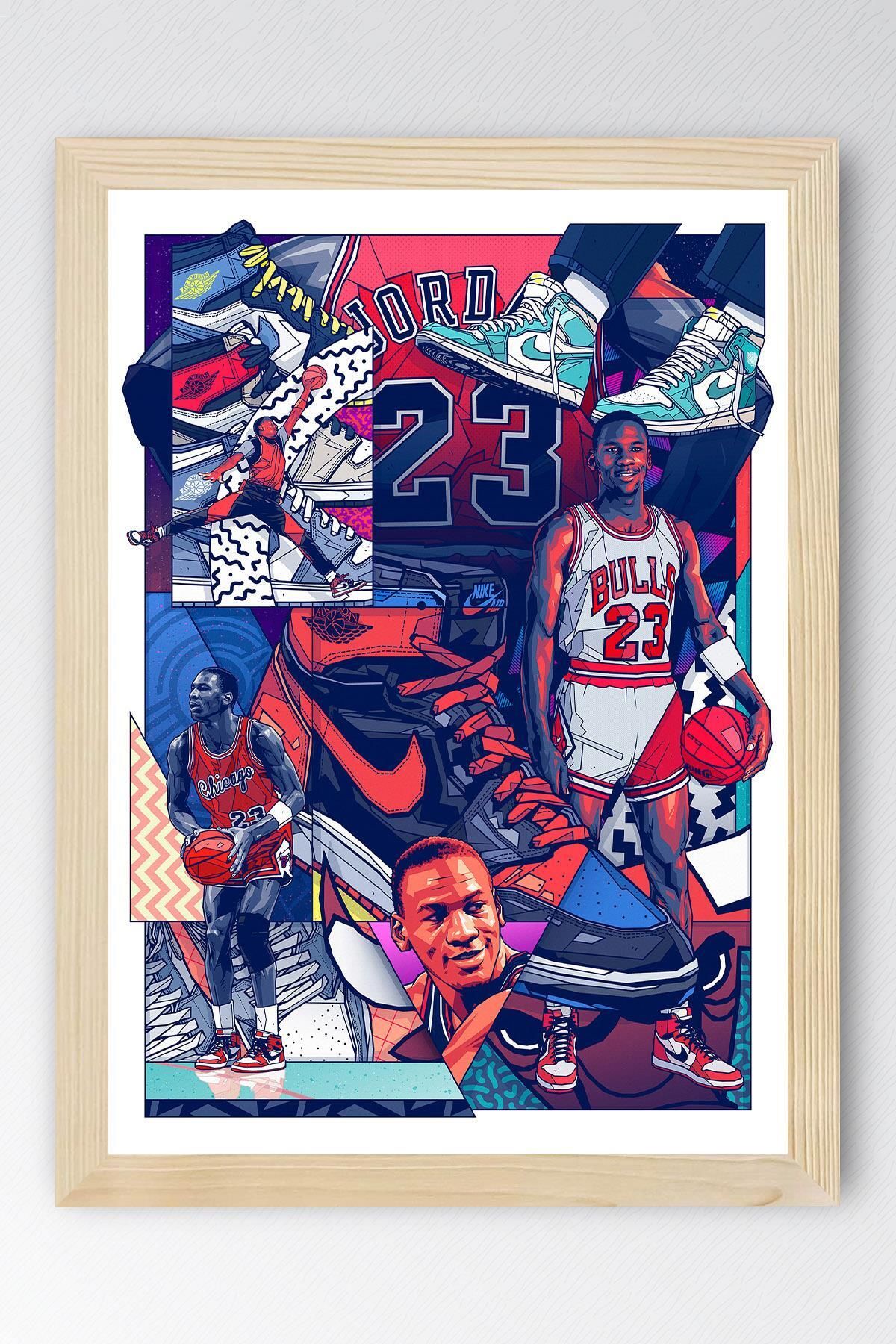 Saturn Michael Jordan Çerçeveli Tablo - Basketbol NBA Posteri Tablo