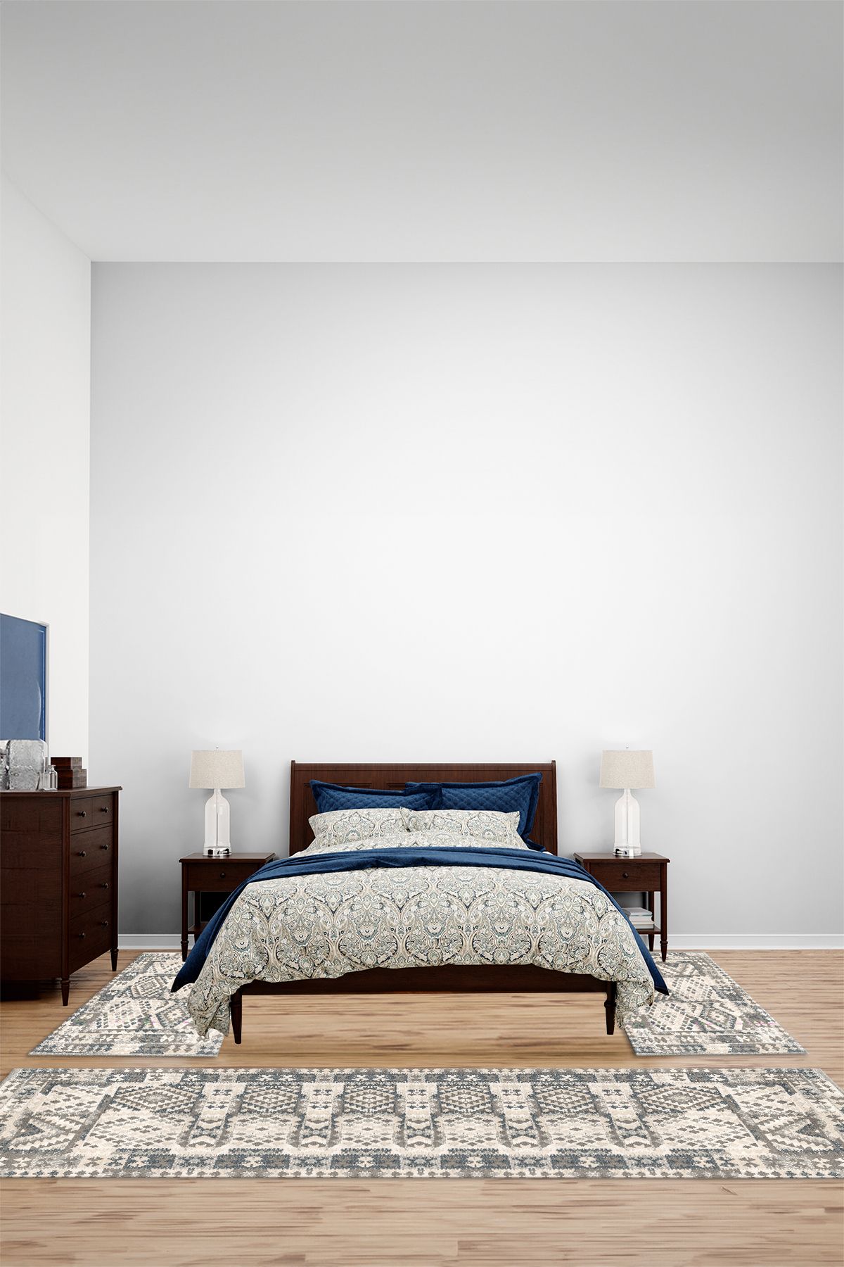 Viyana Home Modern Dijital Kaymaz Taban Etnik Model Yıkanabilir Üçlü Yatak Odası Halısı, YO-MODERN-282-BEJ,
