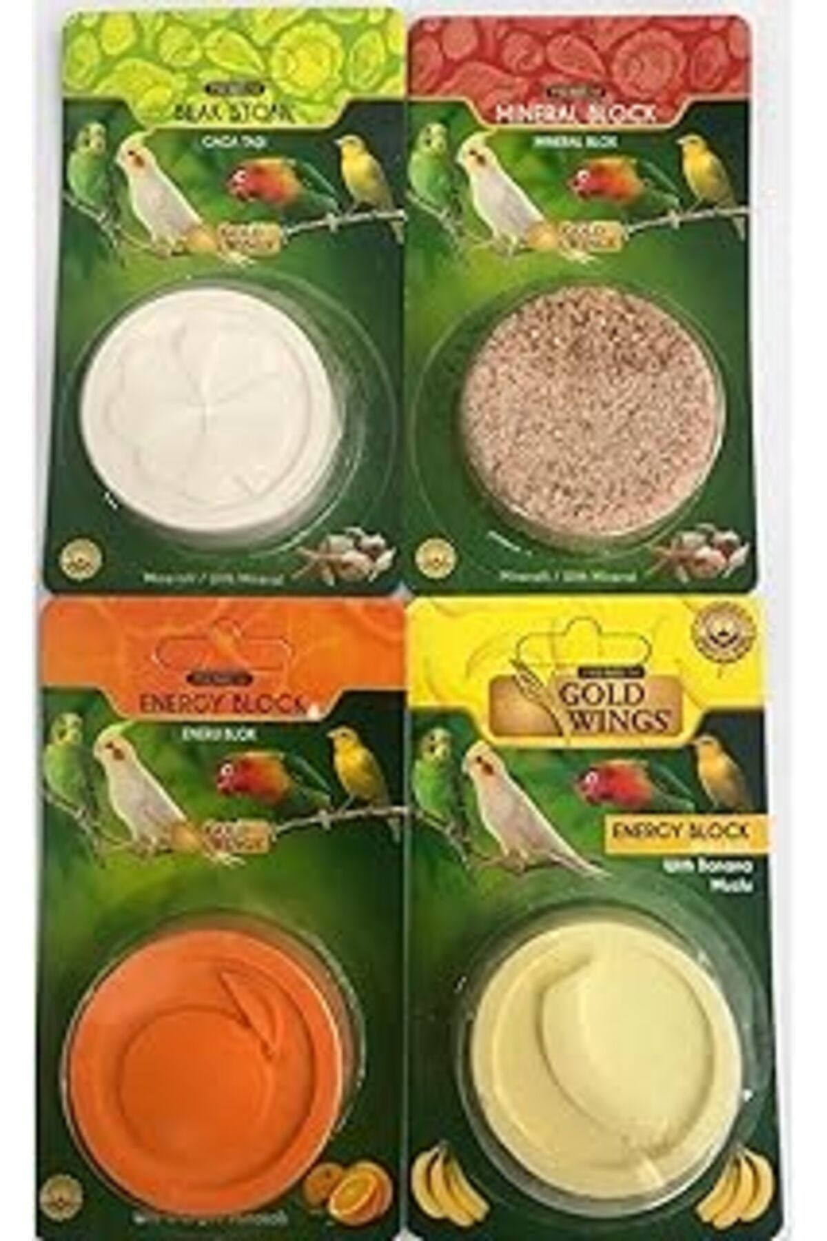 Mu Art Ahşap Gold Wings Premium-Gaga Taşı+Mineral Blok+ Enerji Blok Set (4 Adet)