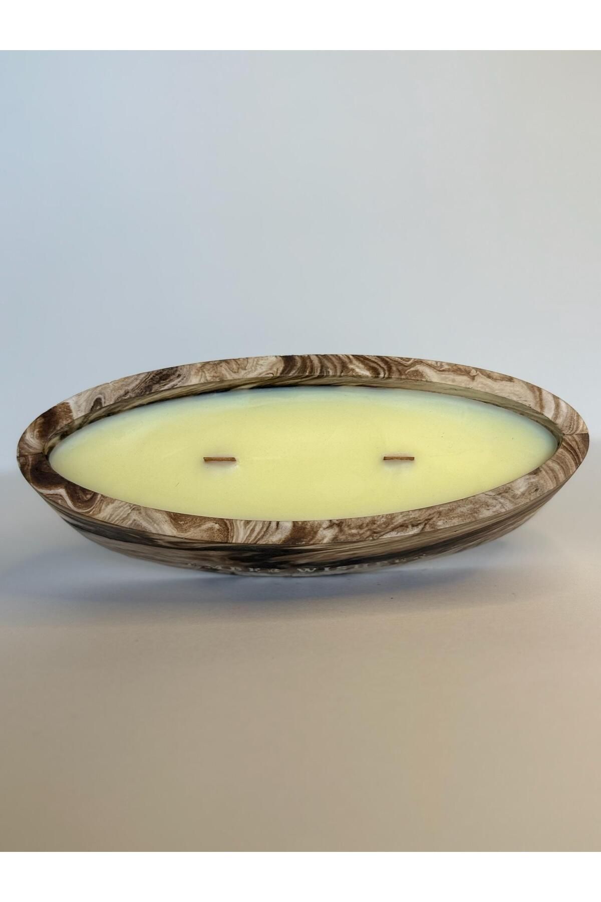 Handmade %100 Doğal Soya Balmumu El Yapımı Lüks Mum – Sandalwood Cloud Kokulu – Kayık Form – 480 gr