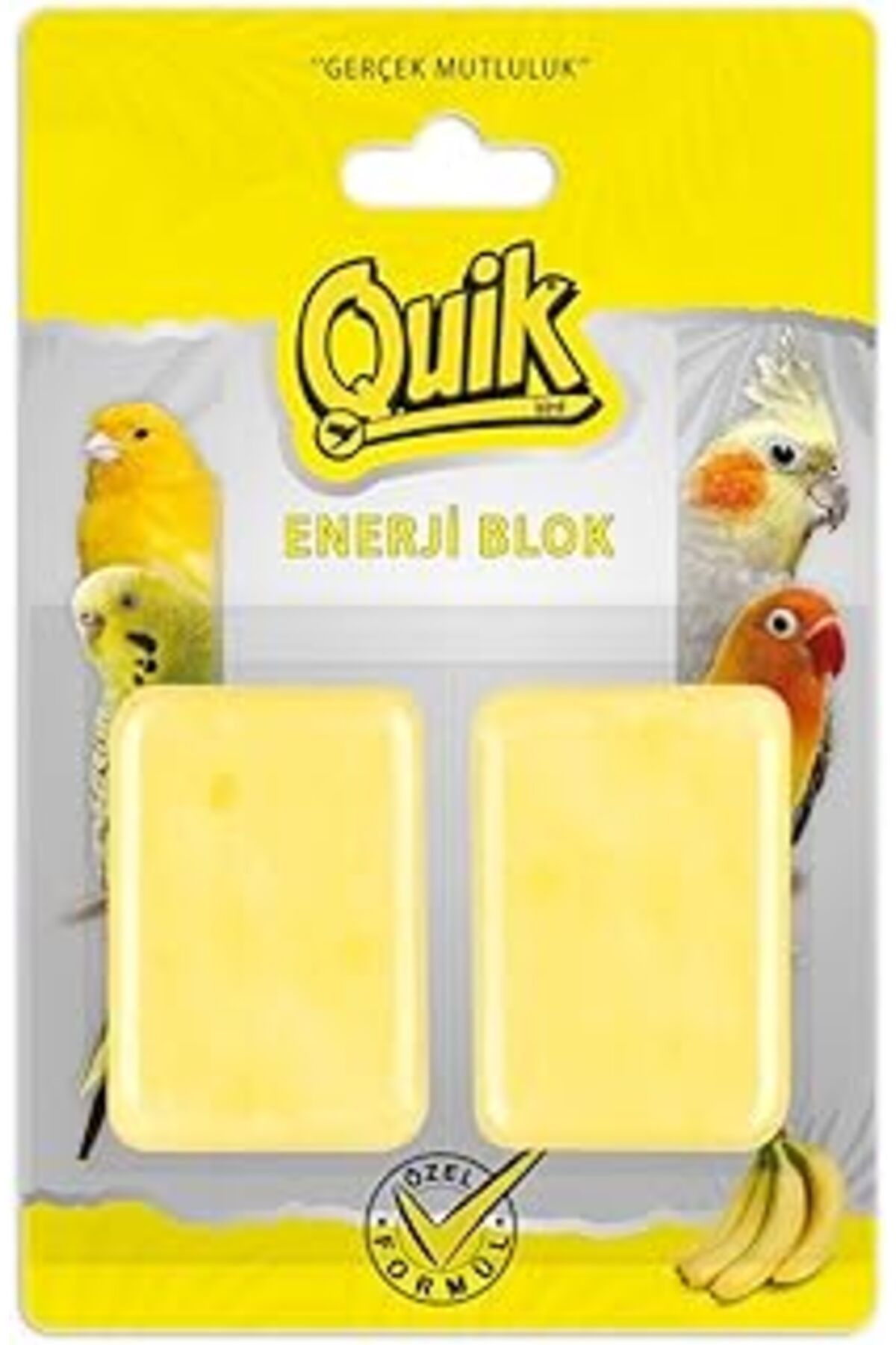 Mu Art Ahşap Quik Kuşlar İçin Enerji Bloğu, Muzlu, 2'Li