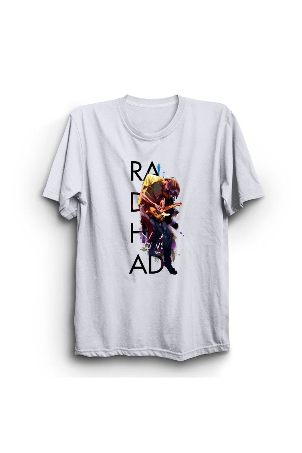 The Fame Radiohead, Colors of Guitar, Rock Metal Müzik Grubu Baskılı, Unisex, %100 Pamuk Tişört