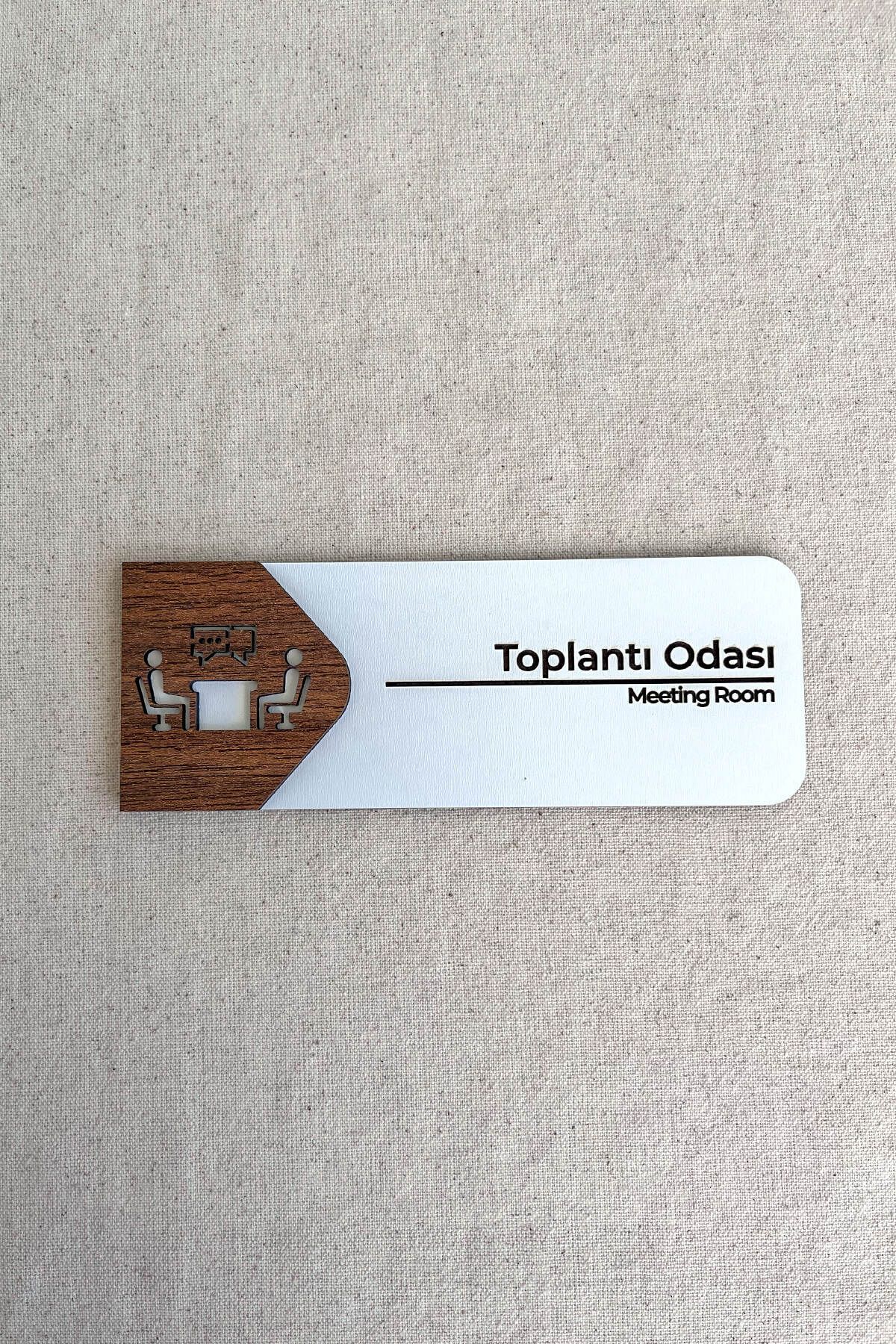 Kuzeylina Toplantı Odası Kapı Tabelası – MDF Ofis Yönlendirme Levhası | 19x7 cm Çift Katmanlı